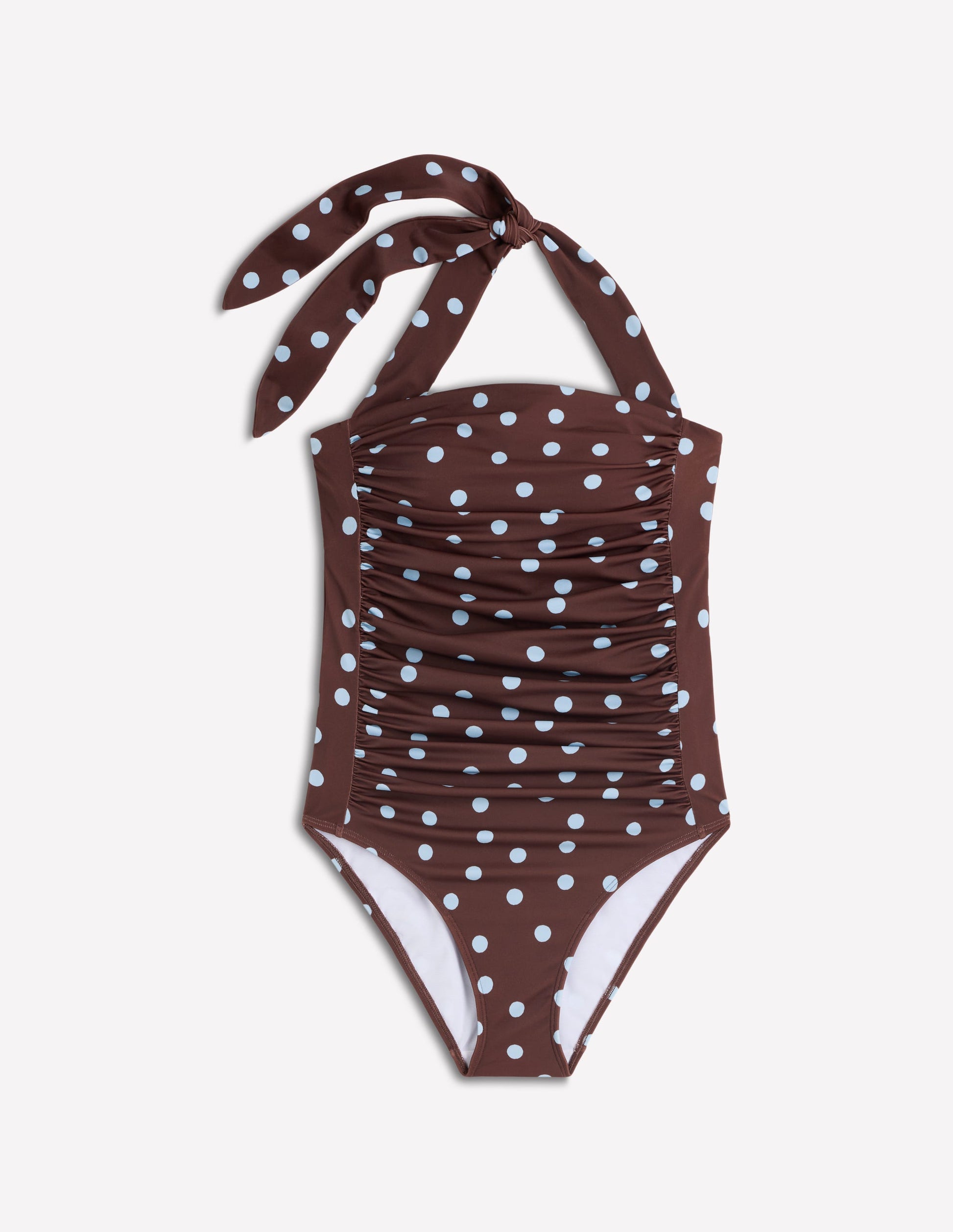 Kythira Ruched Swimsuit-Chocolate and Blue Painted Dot-7