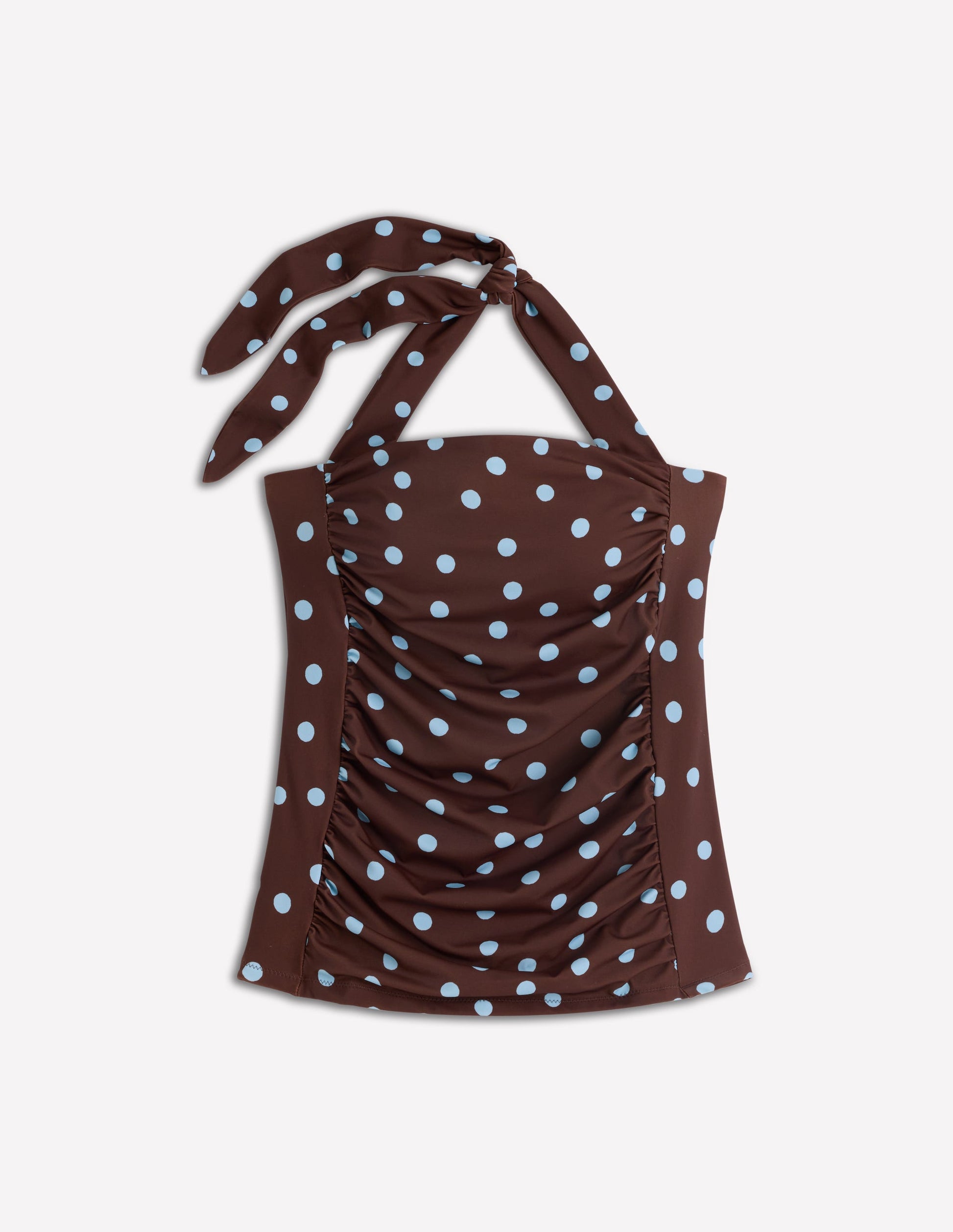 Kythira Ruched Tankini-Chocolate and Blue, Dot-6
