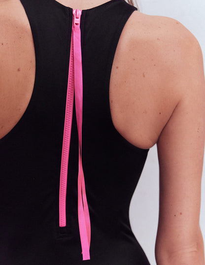 Sporty Rash Guard Swimsuit-Black-2