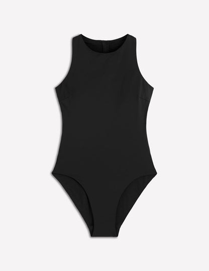 Sporty Rash Guard Swimsuit-Black-6