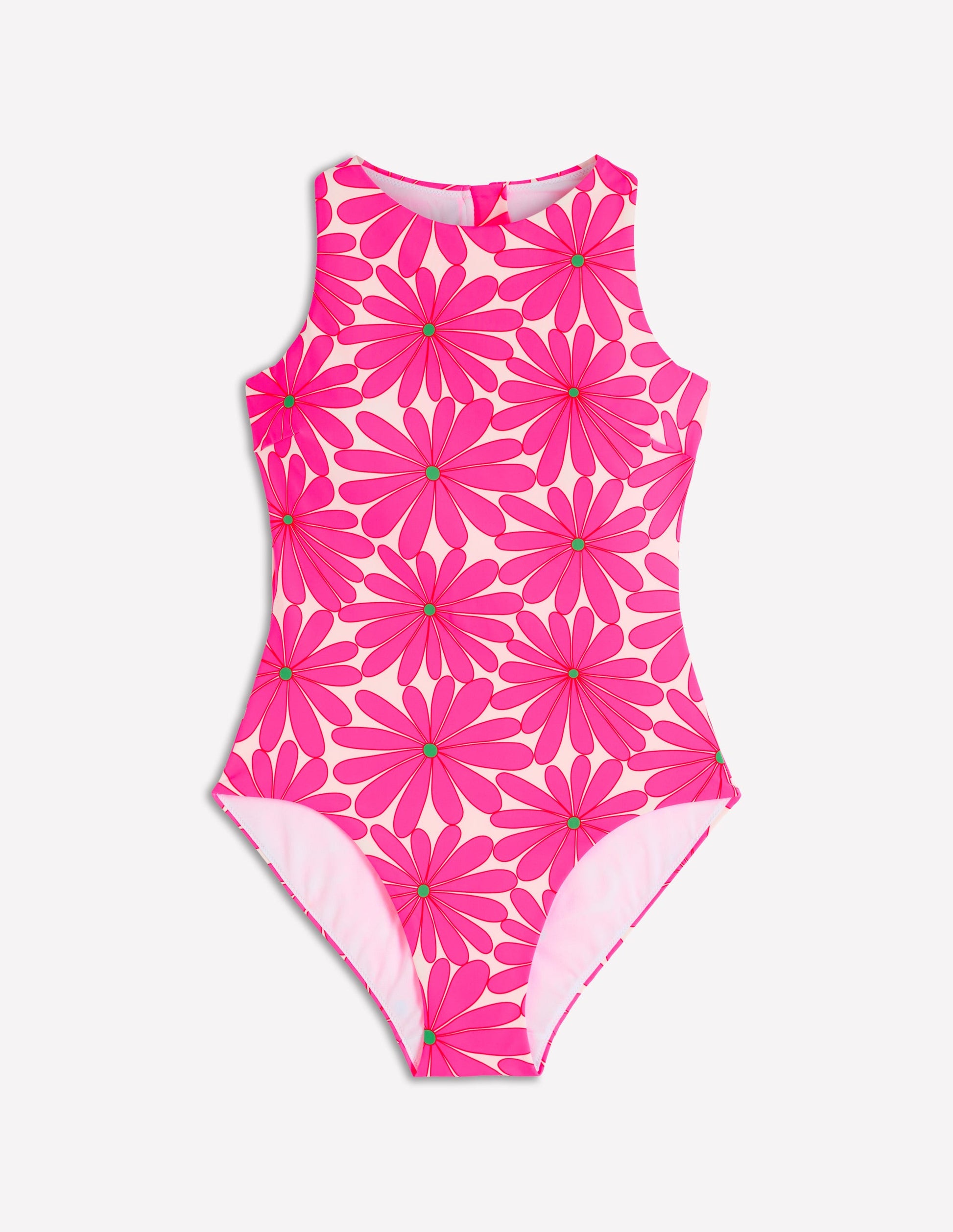 Sporty Rash Guard Swimsuit-Sangria Sunset, Daisy Blossom-5