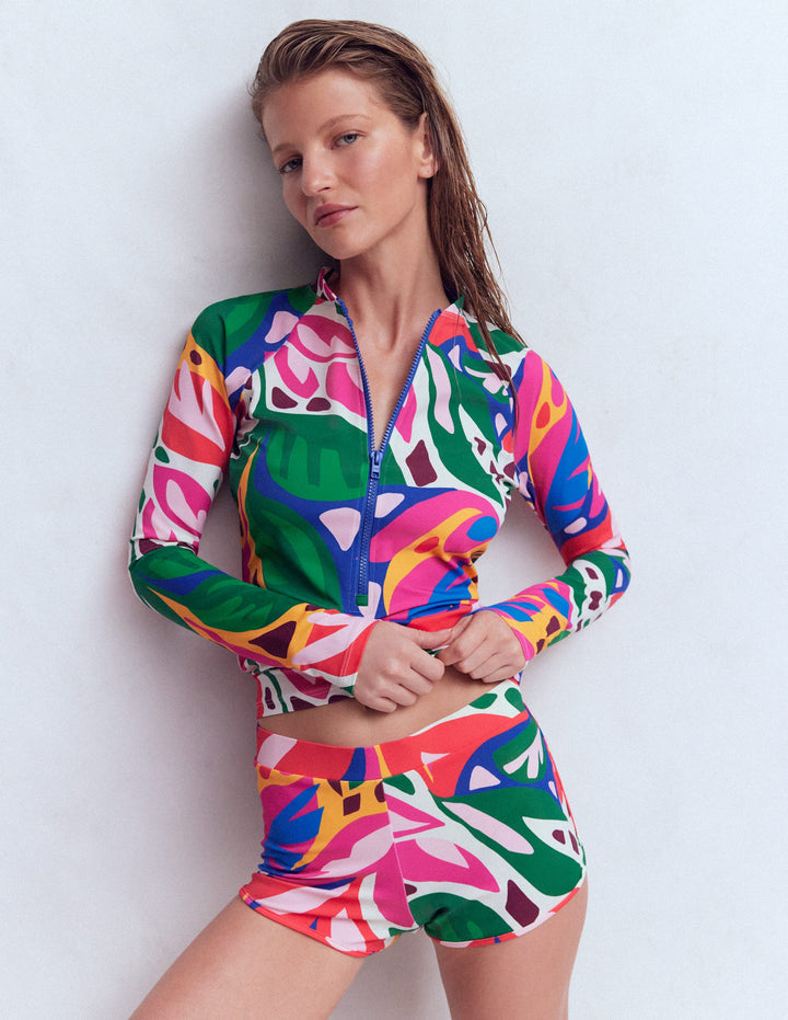 Sun Safe Raglan Rash Vest-Multi, Leafy Cascade