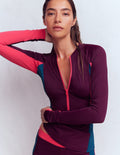 Sun Safe Raglan Guard Top-Purple, Colourblock
