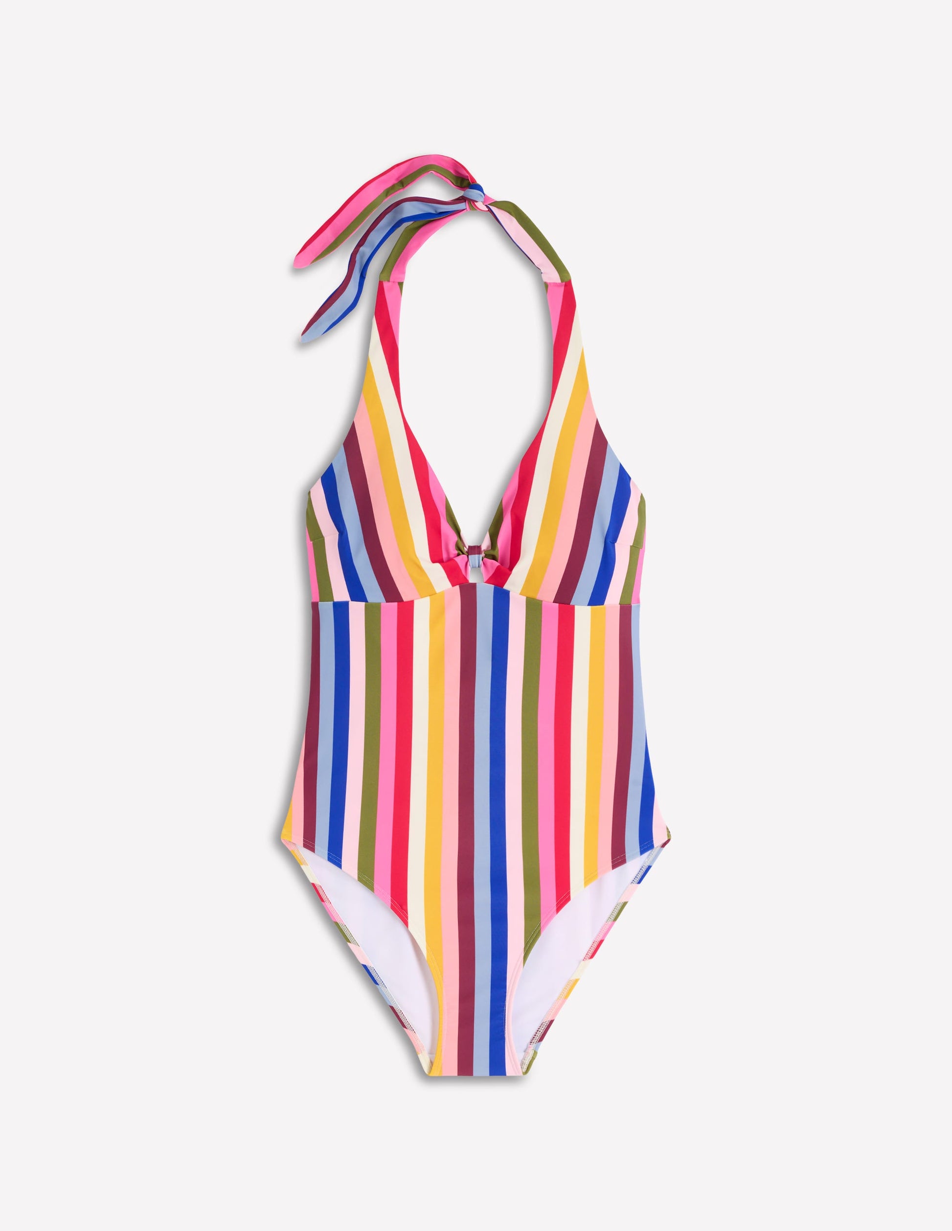 Bow Halter Swimsuit-Multi Stripe-9