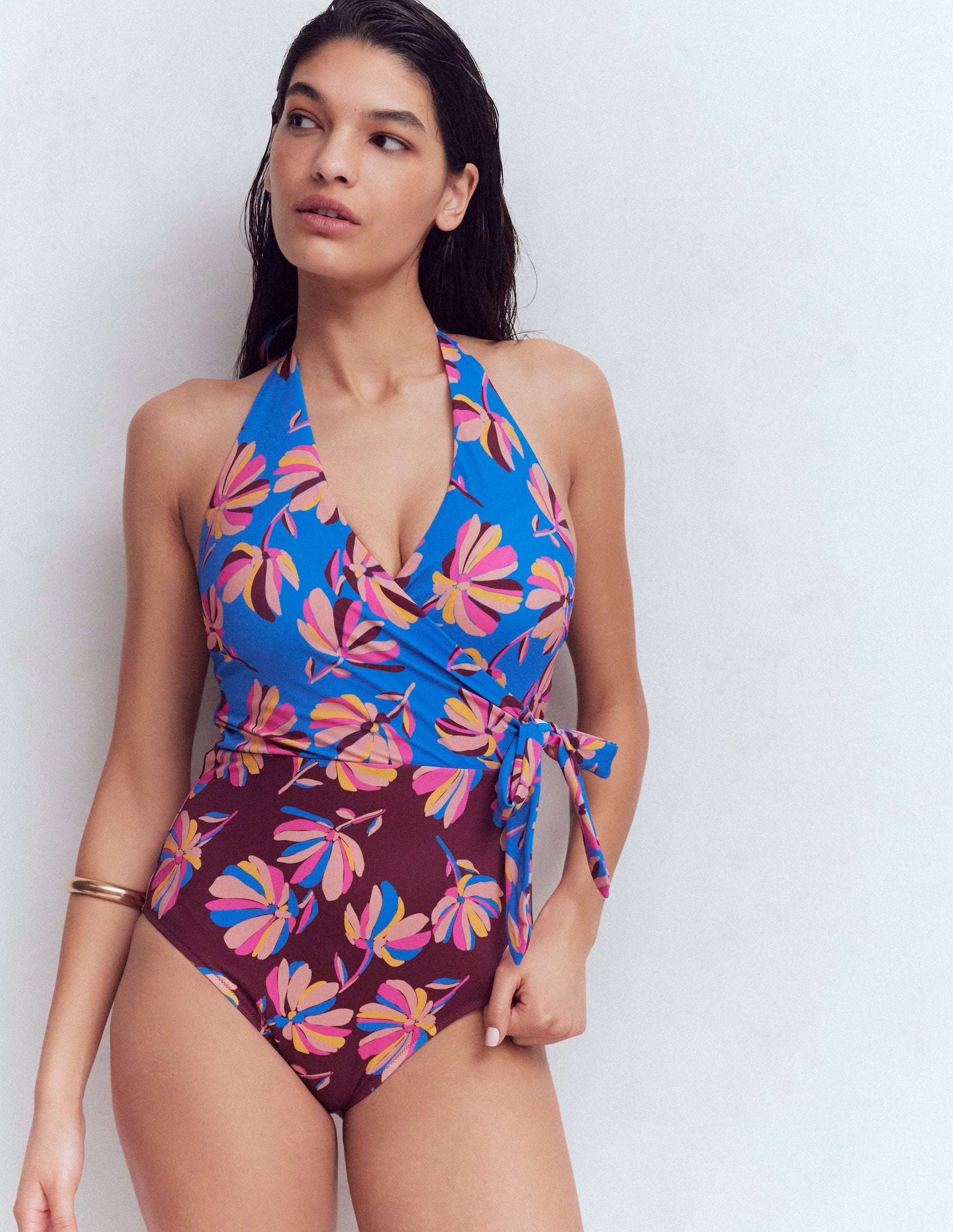 Tilos Tie Side Swimsuit-Multi, Daisy Cascade-5