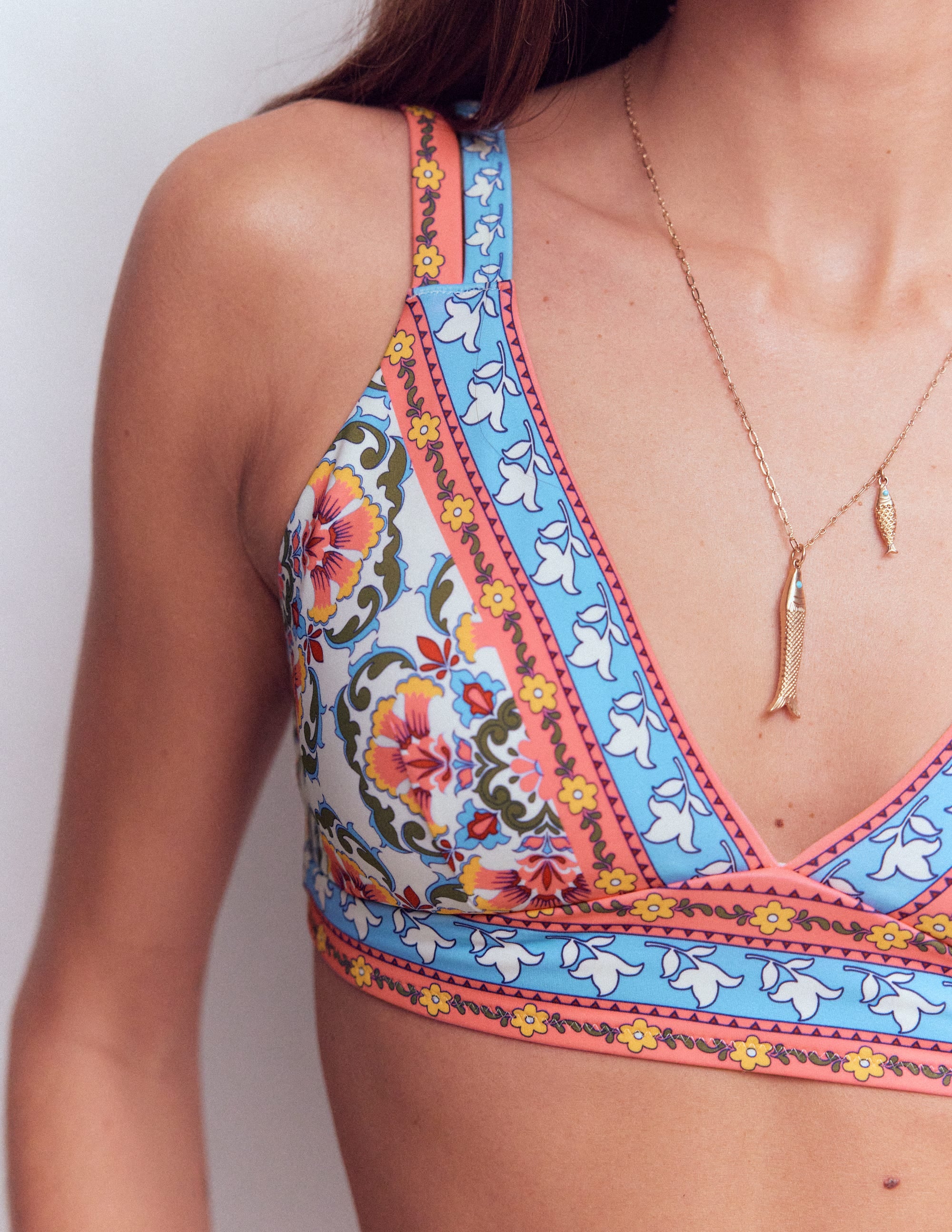 Arles Bikini Top-Pink, Ornamental Trellis - Image 2