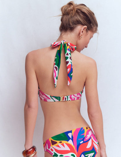 Minori Halter Tie Bikini Top-Multi, Leafy Cascade-4