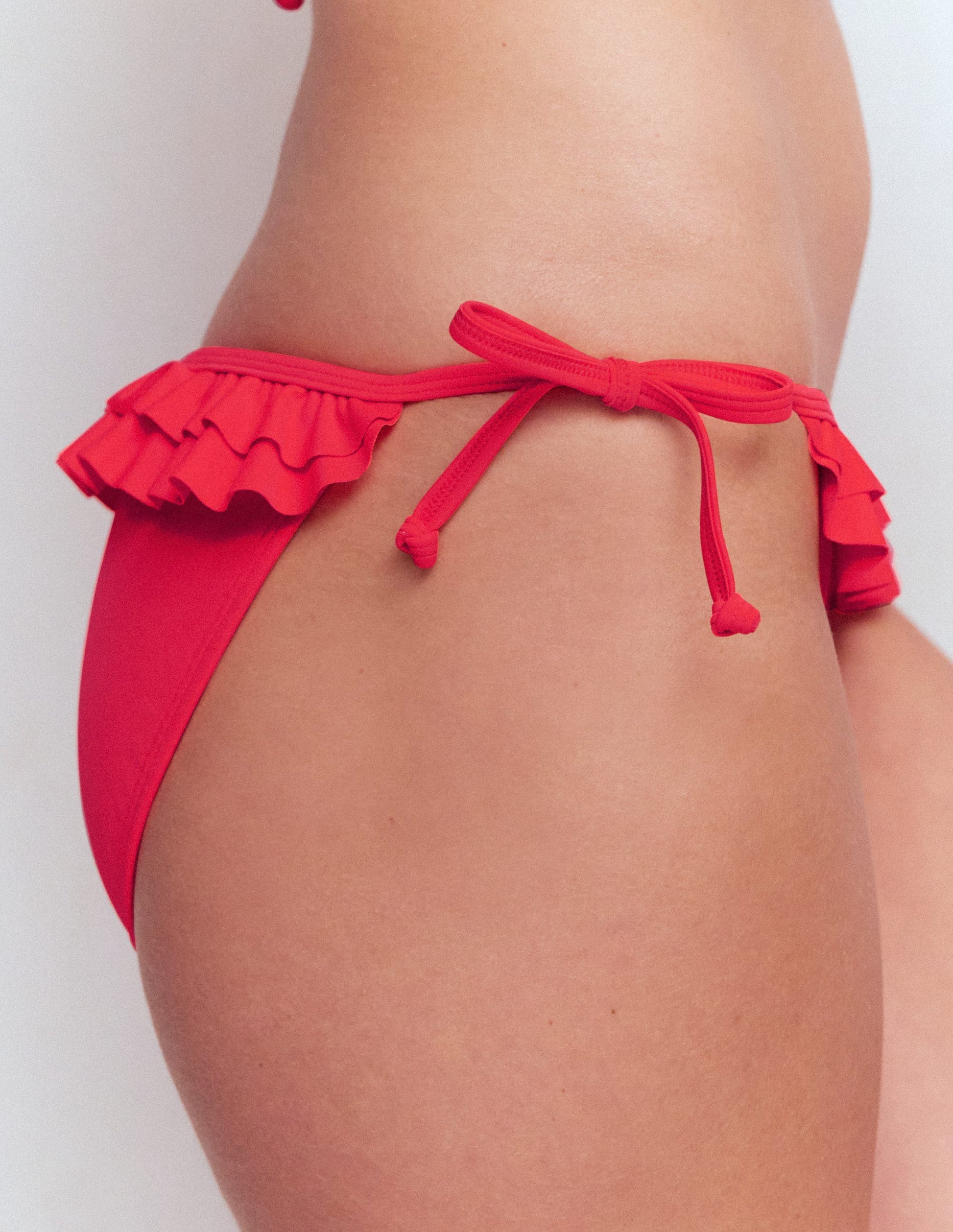 Ruffle Bikini Bottoms-Fiery Coral-3
