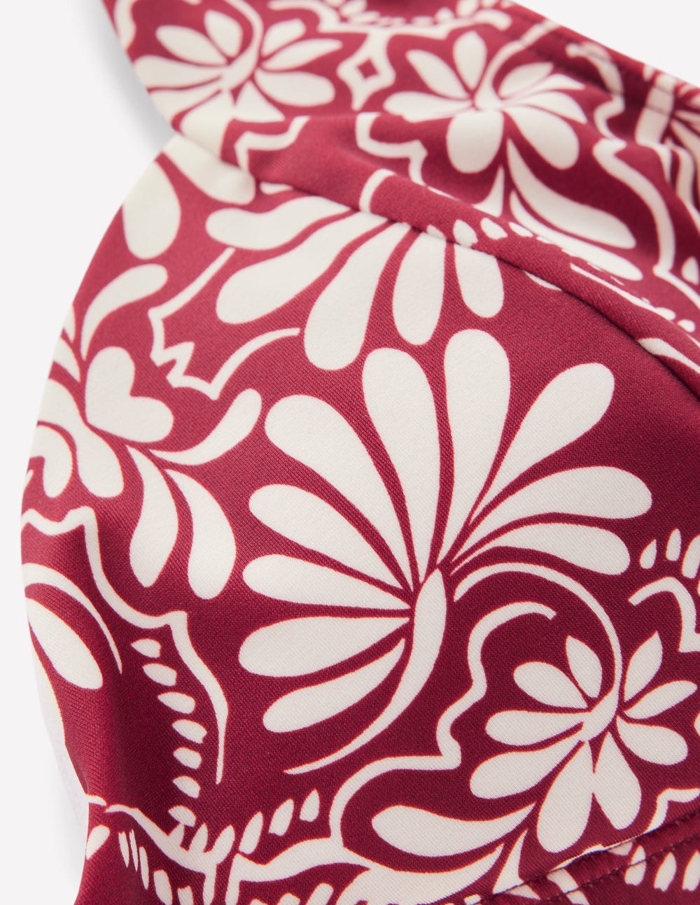 Sweetheart Sleeve Bikini Top-Maroon, Botanical Charm-7