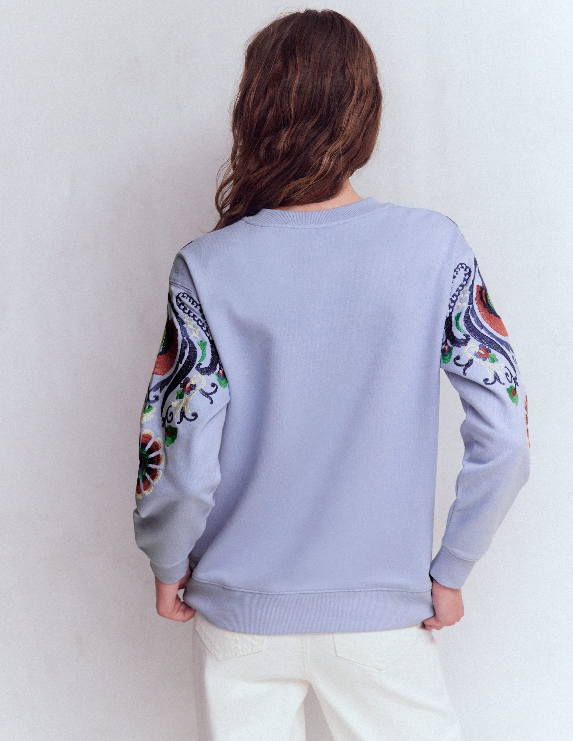 Emi Embroidered Sweatshirt-Light Blue Embroidery - Image 3