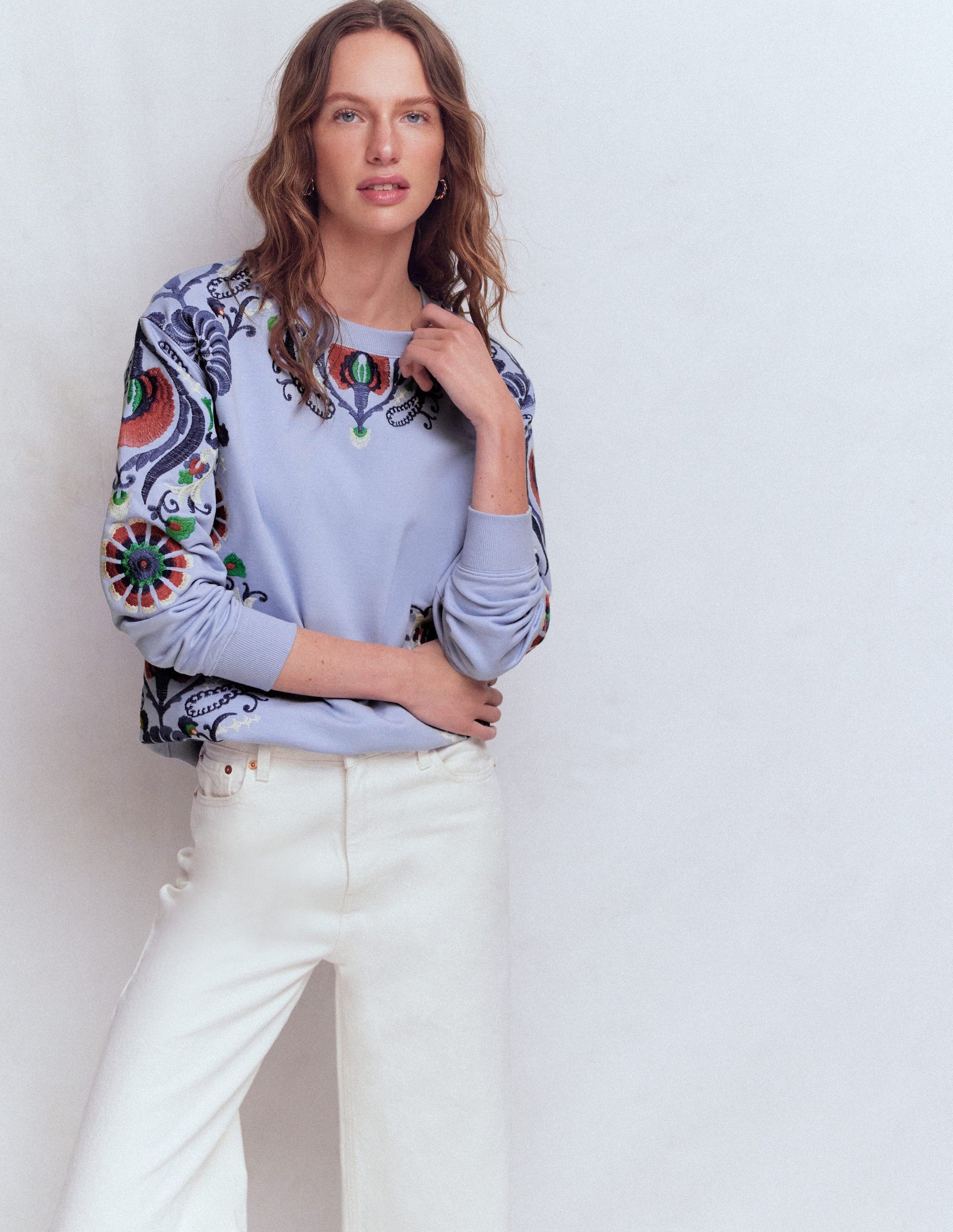 Emi Embroidered Sweatshirt-Light Blue Embroidery-4