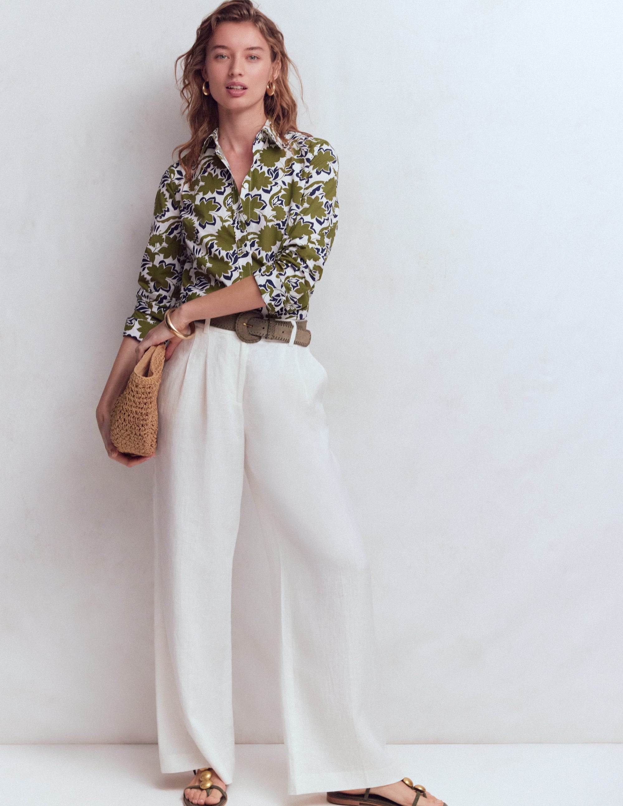 Sienna Cotton Shirt-Olive, Shadow Blossom - Image 5