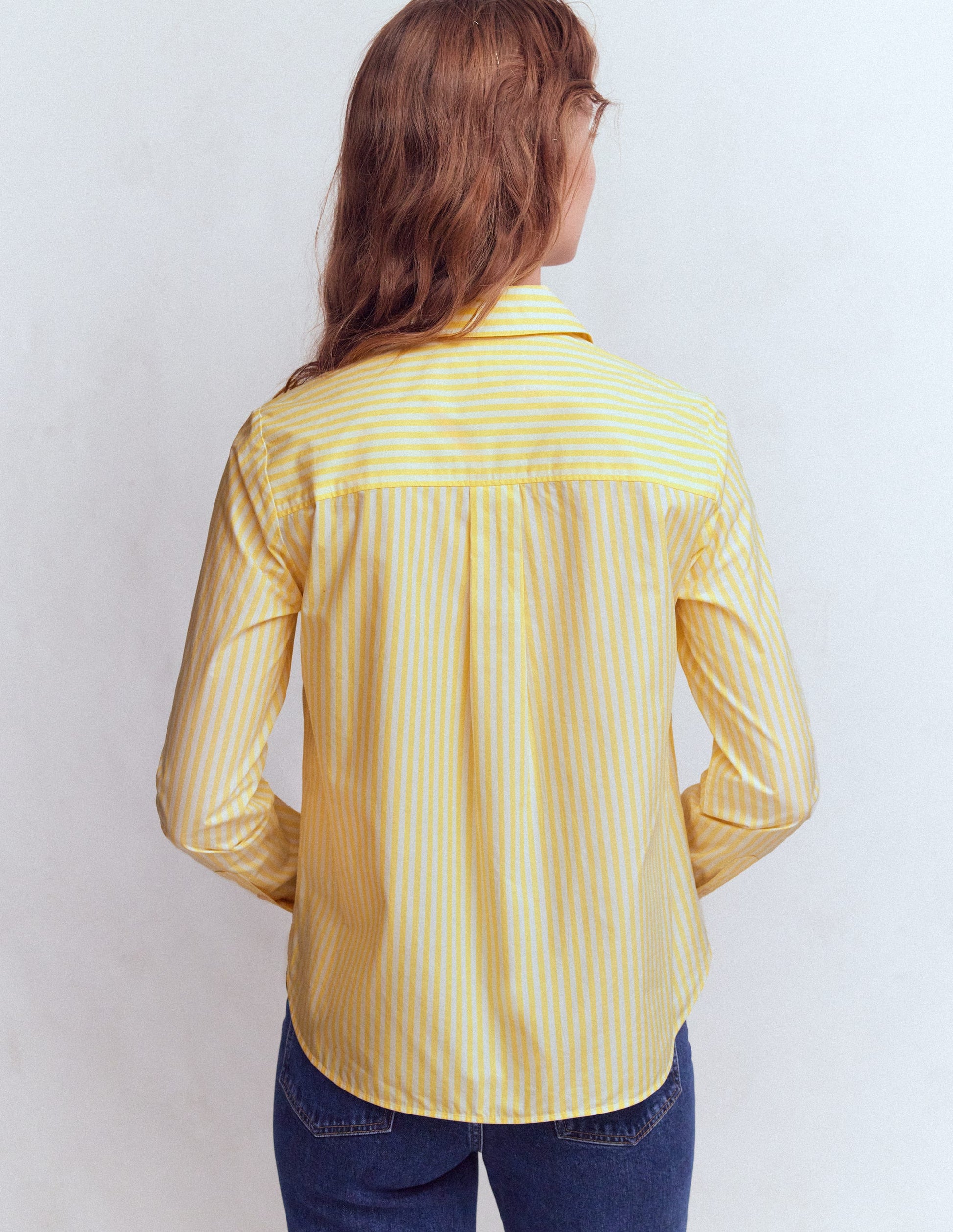 Sienna Cotton Shirt-Yellow Fine Stripe-3