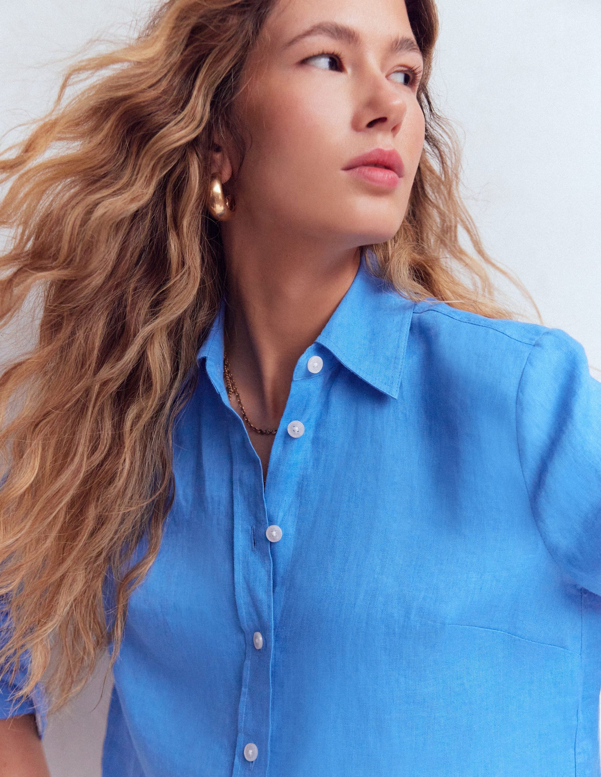 Boden Women's Sienna Linen Shirt in Blue
