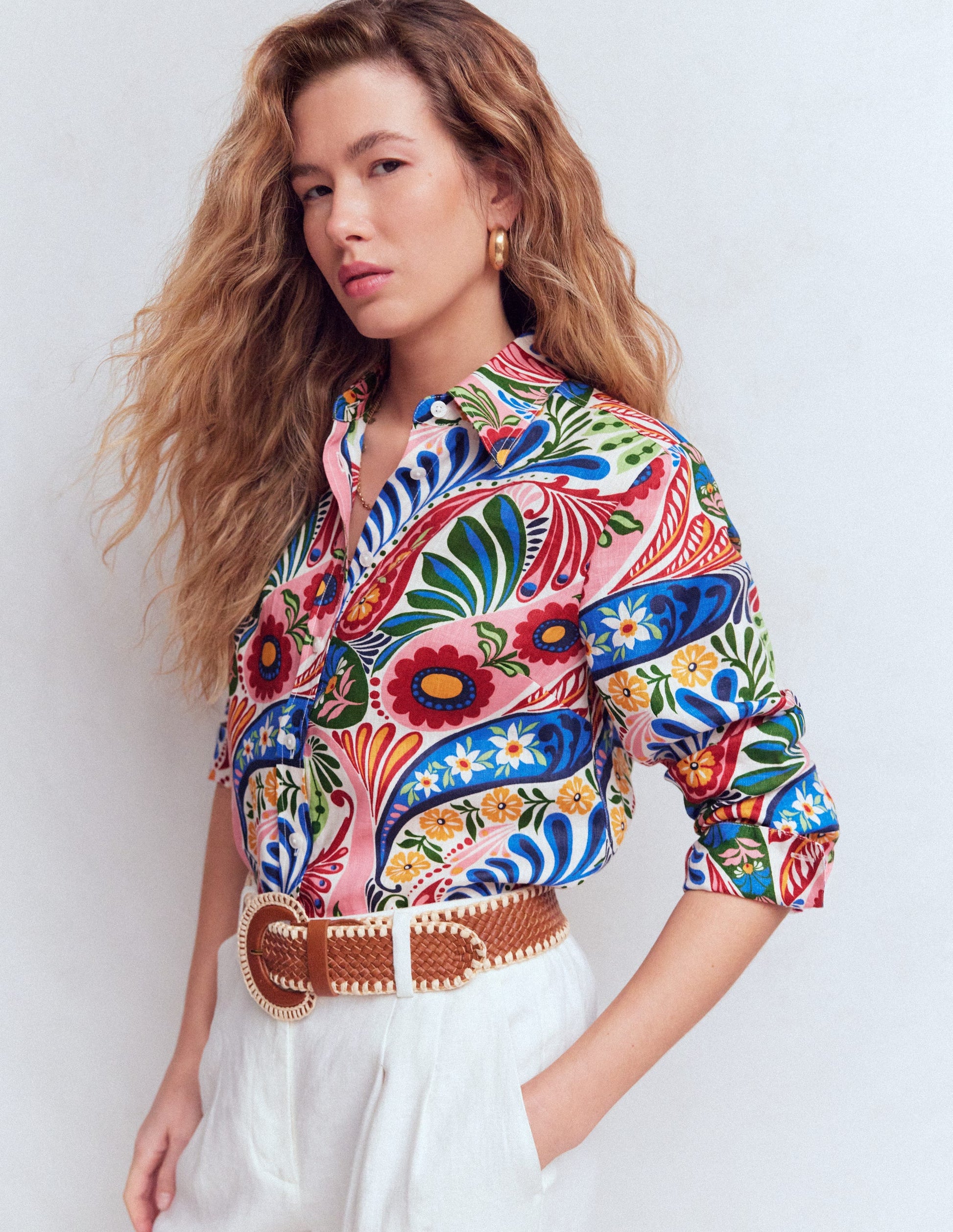 Sienna Linen Shirt-Multi, Enchanted Paisley-7