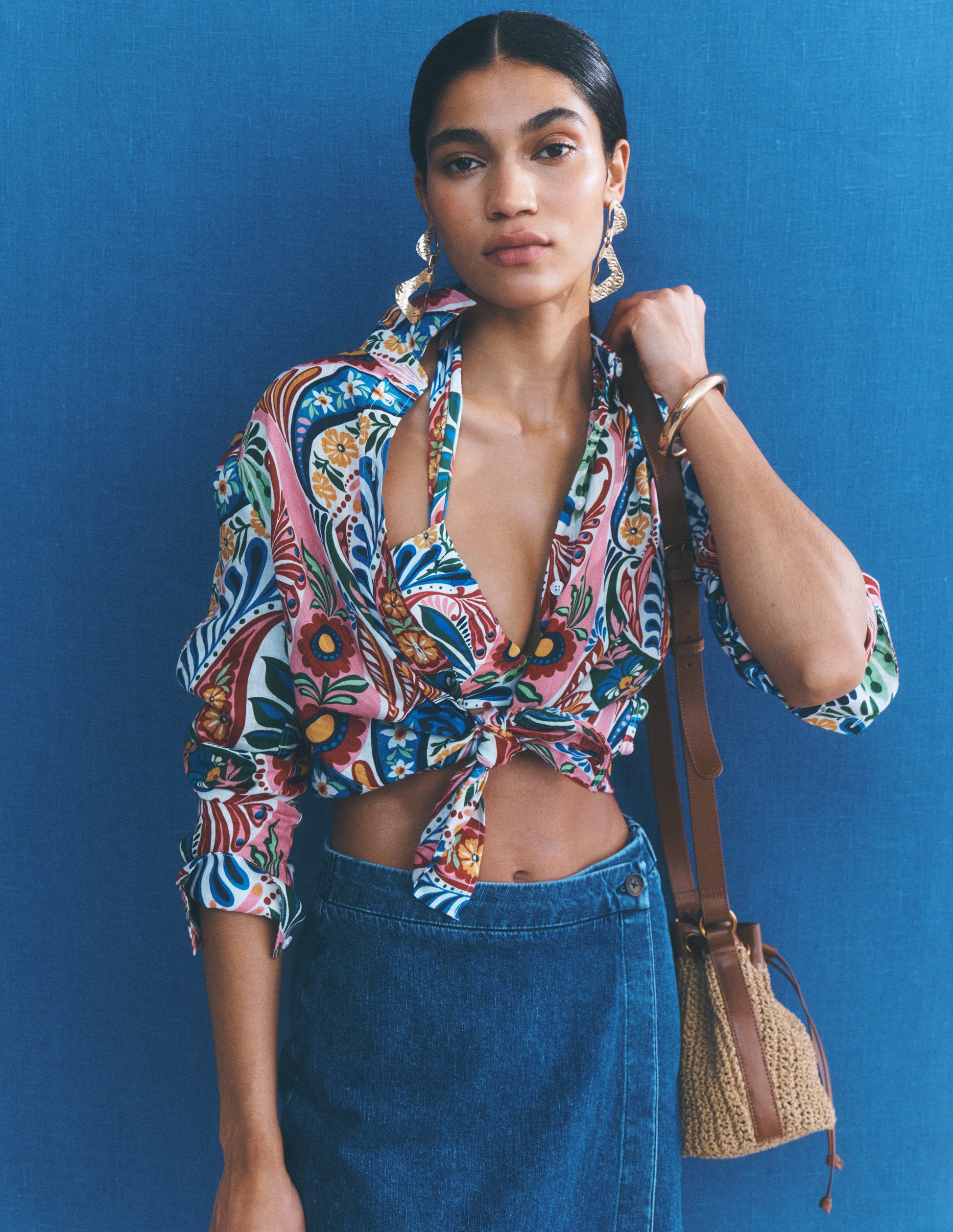 Sienna Linen Shirt-Multi, Enchanted Paisley-2