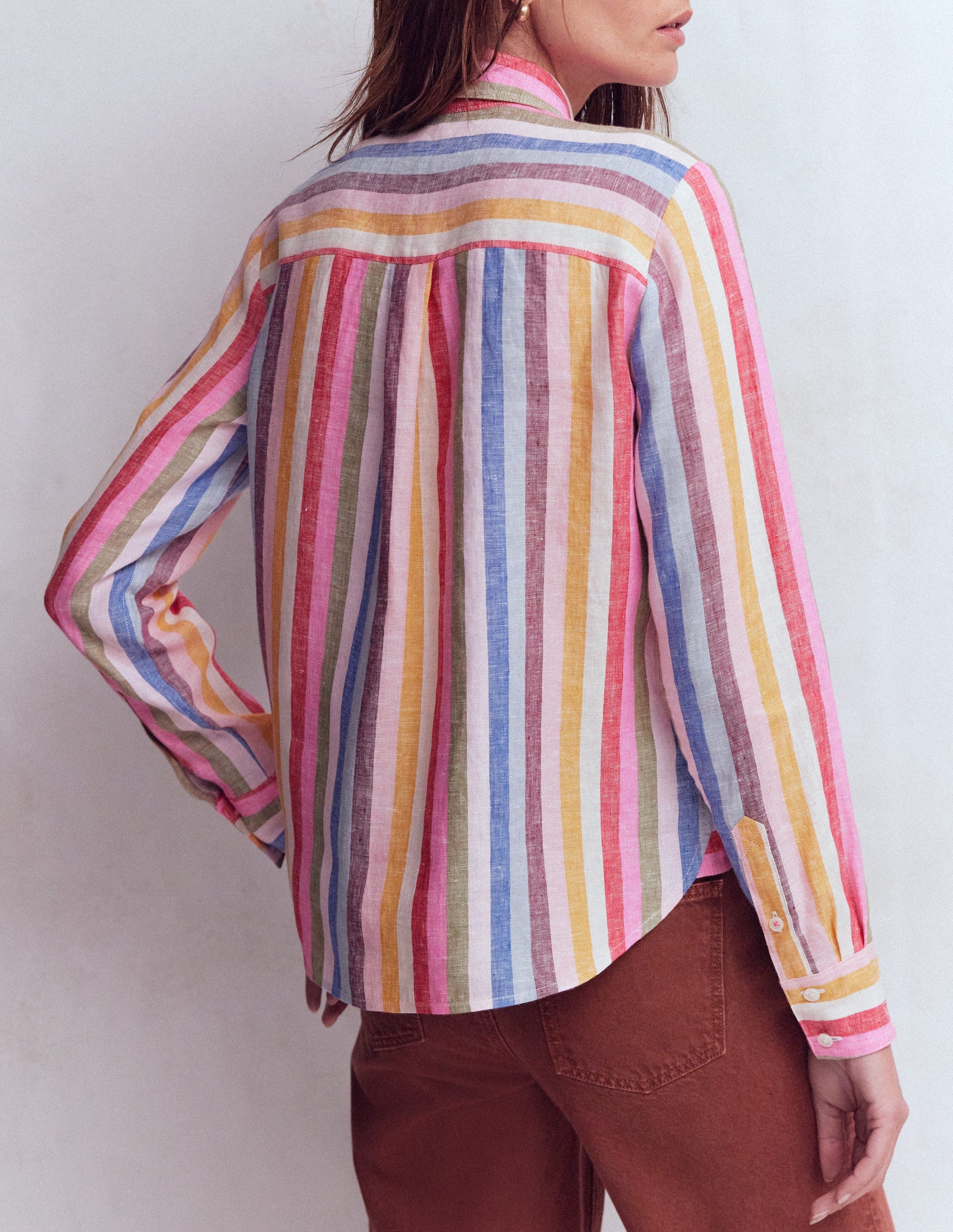 Sienna Linen Shirt-Pink, Green, Purple Multi-3