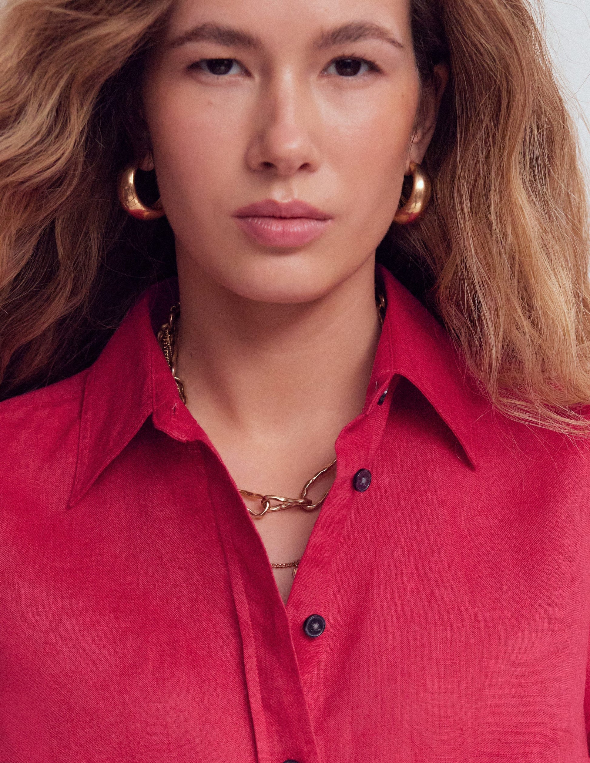 Sienna Linen Shirt-Pomegranate-2
