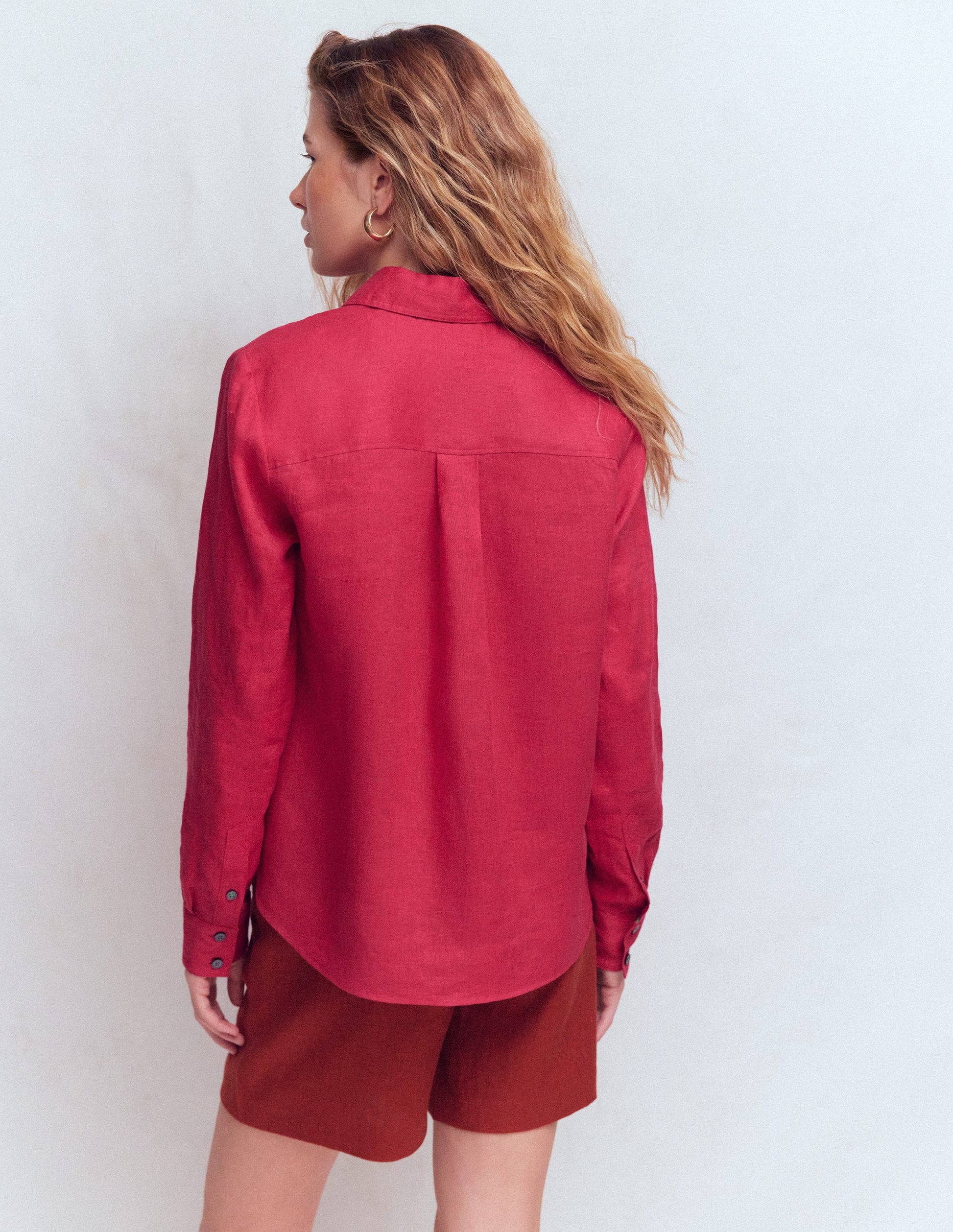 Sienna Linen Shirt-Pomegranate-3