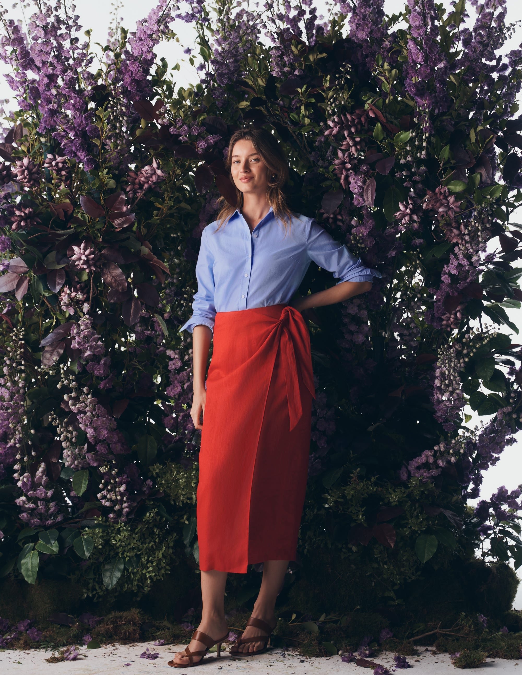 Sadie Relaxed Cotton Shirt-Blue Oxford - Image 7