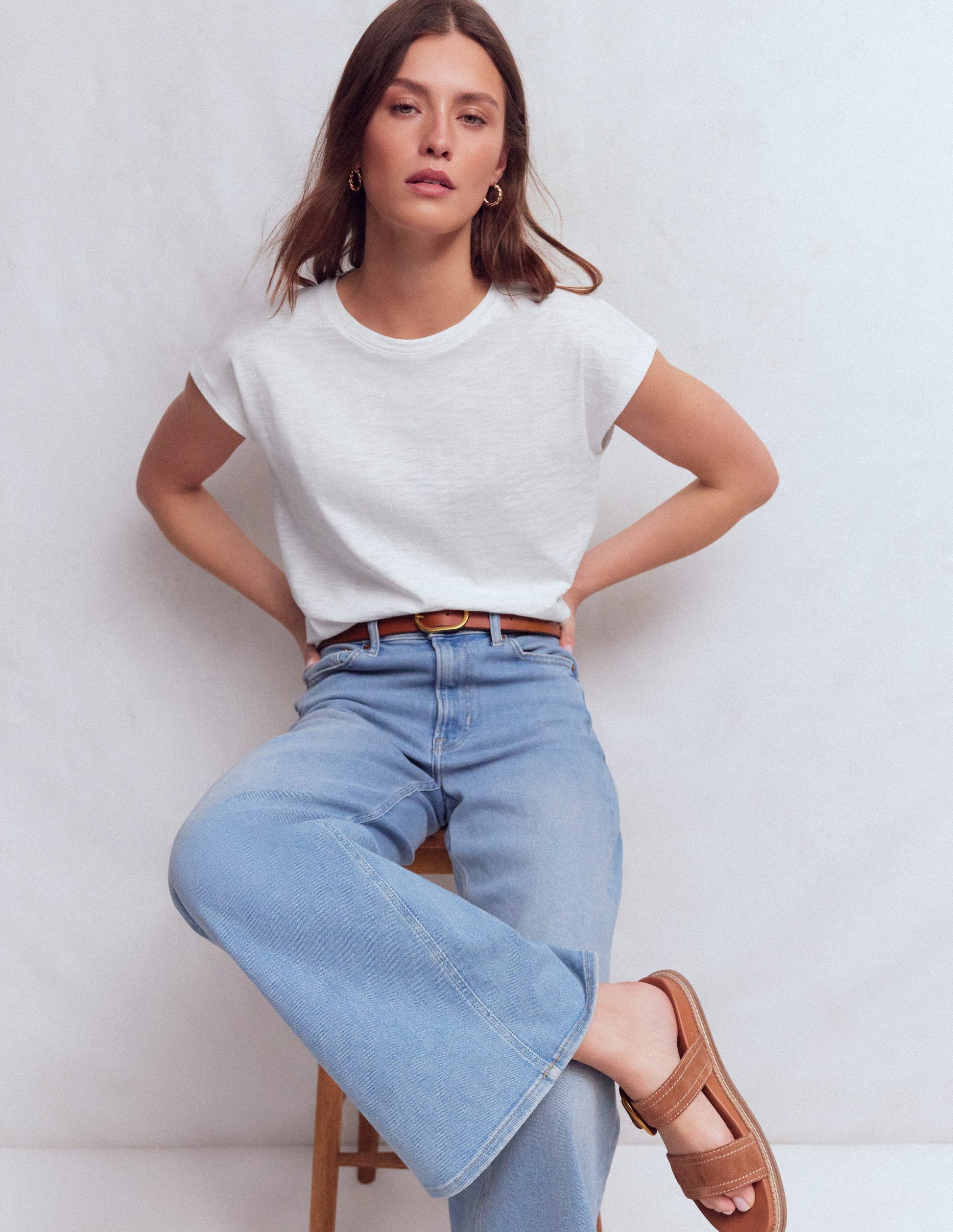 Louisa Slub T-Shirt-White-1