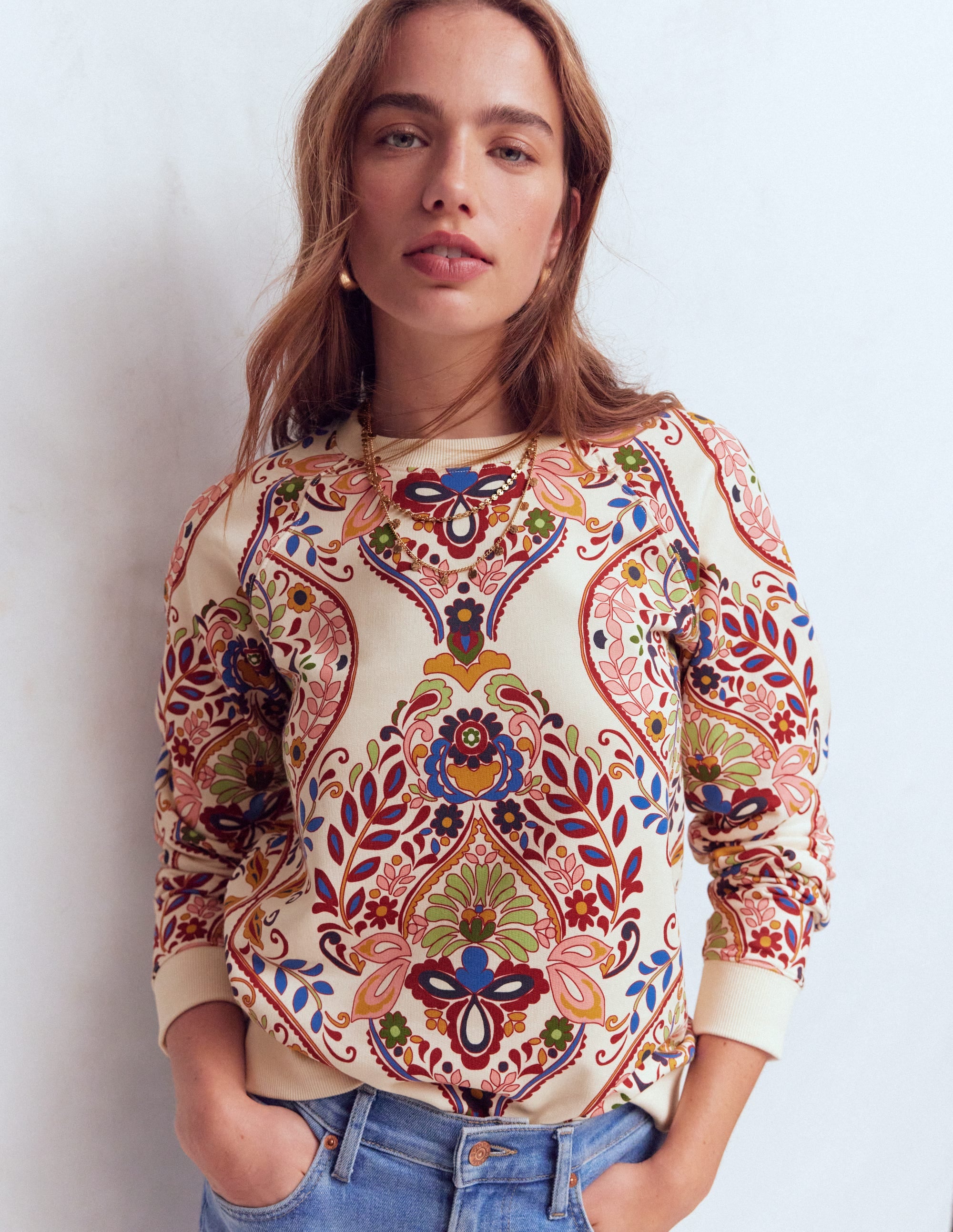 Emi Printed Sweatshirt-Multi, Enchanted Gardenia - Image 2