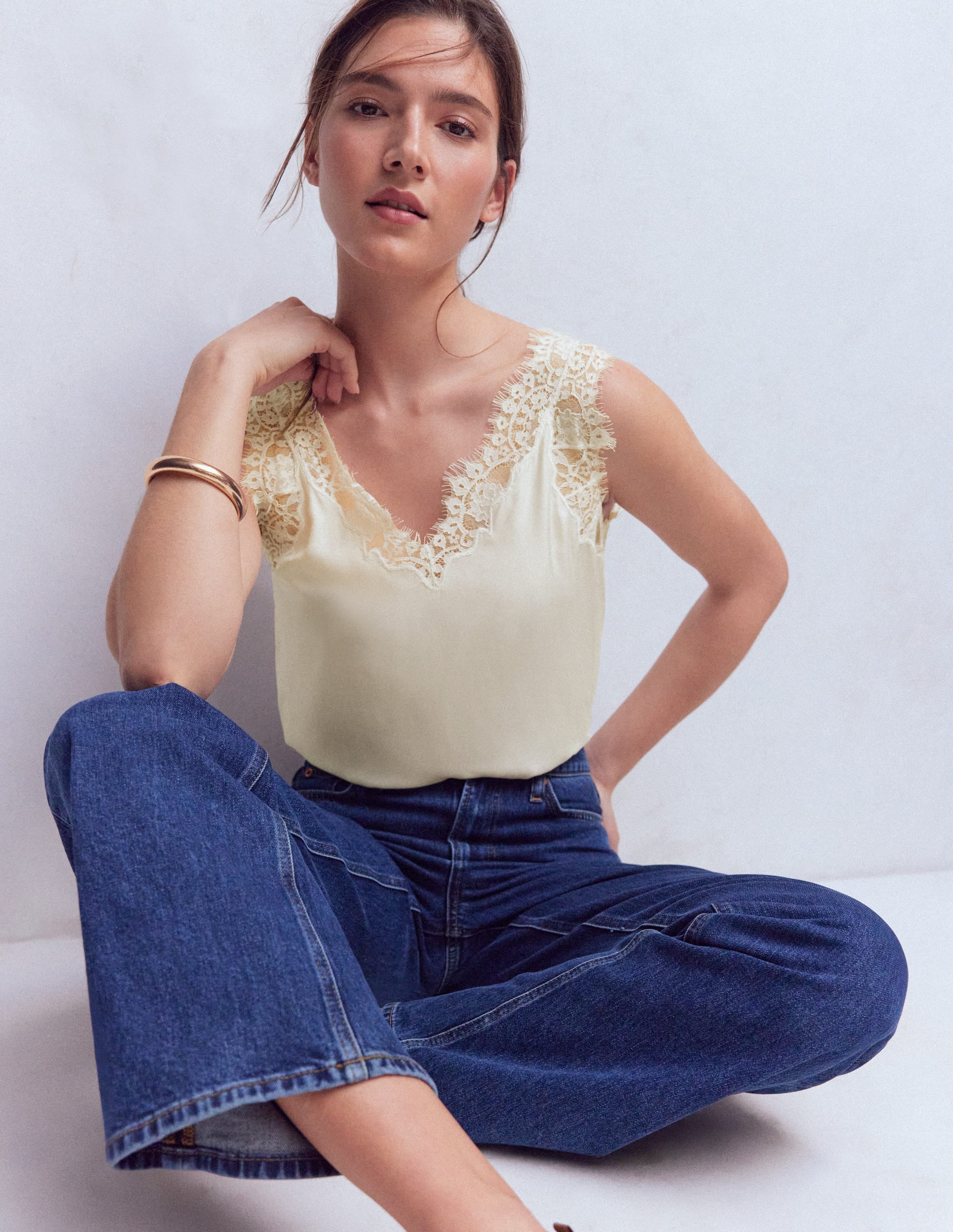 Ara Silk Blend Lace Cami-Ivory | Boden USA