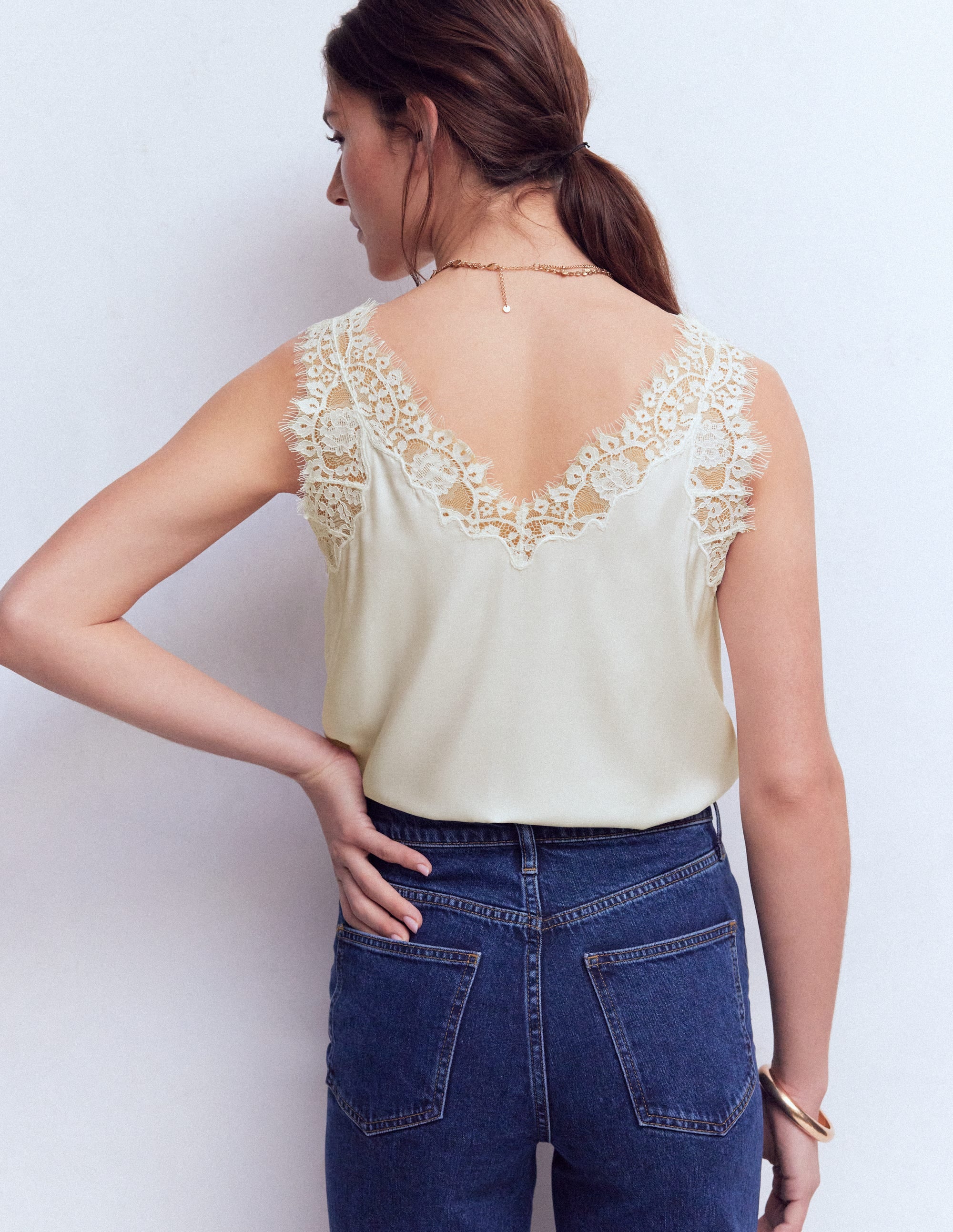 Ara Silk Blend Lace Cami - Ivory | Boden USA