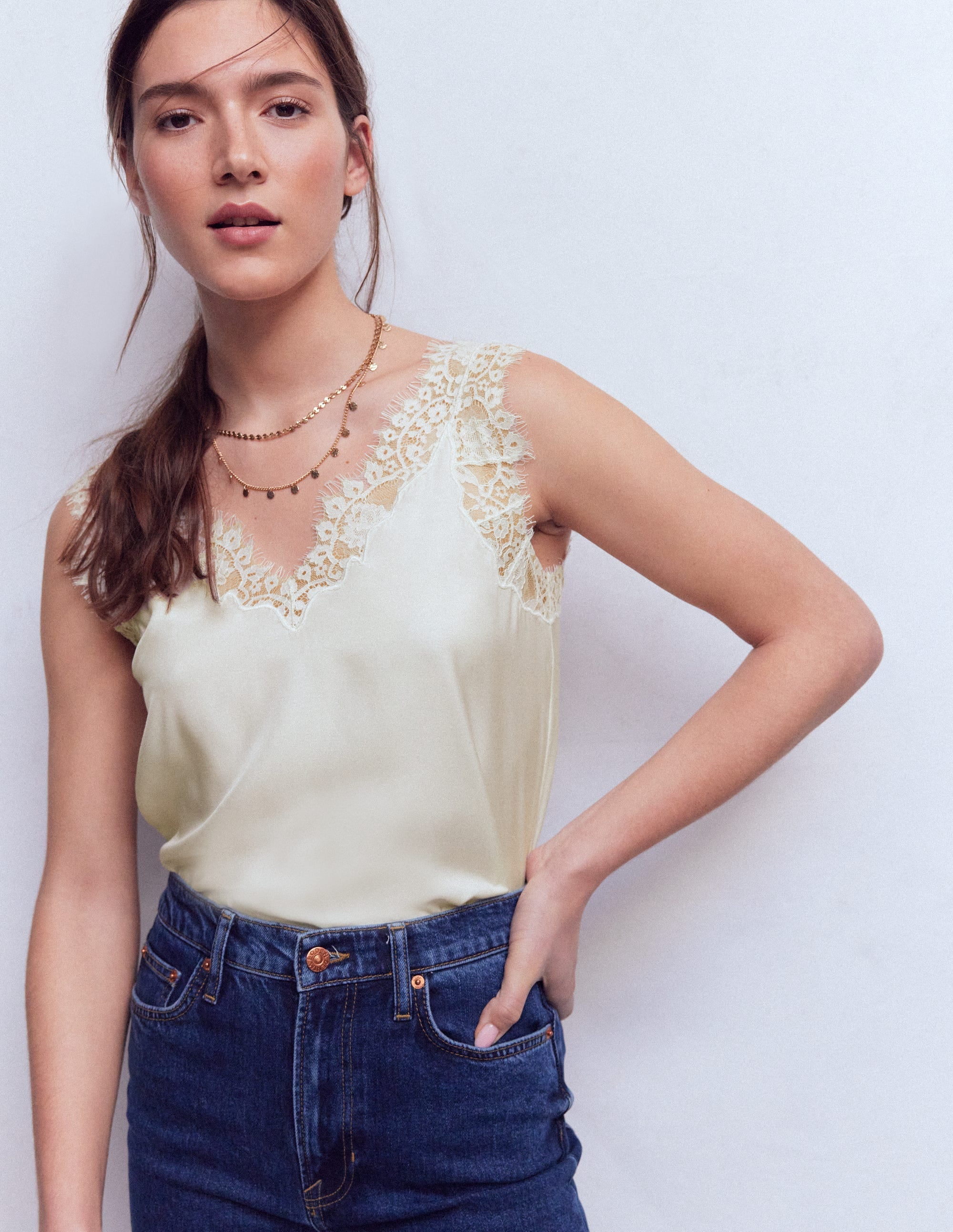 Ara Silk Blend Lace Cami - Ivory | Boden USA