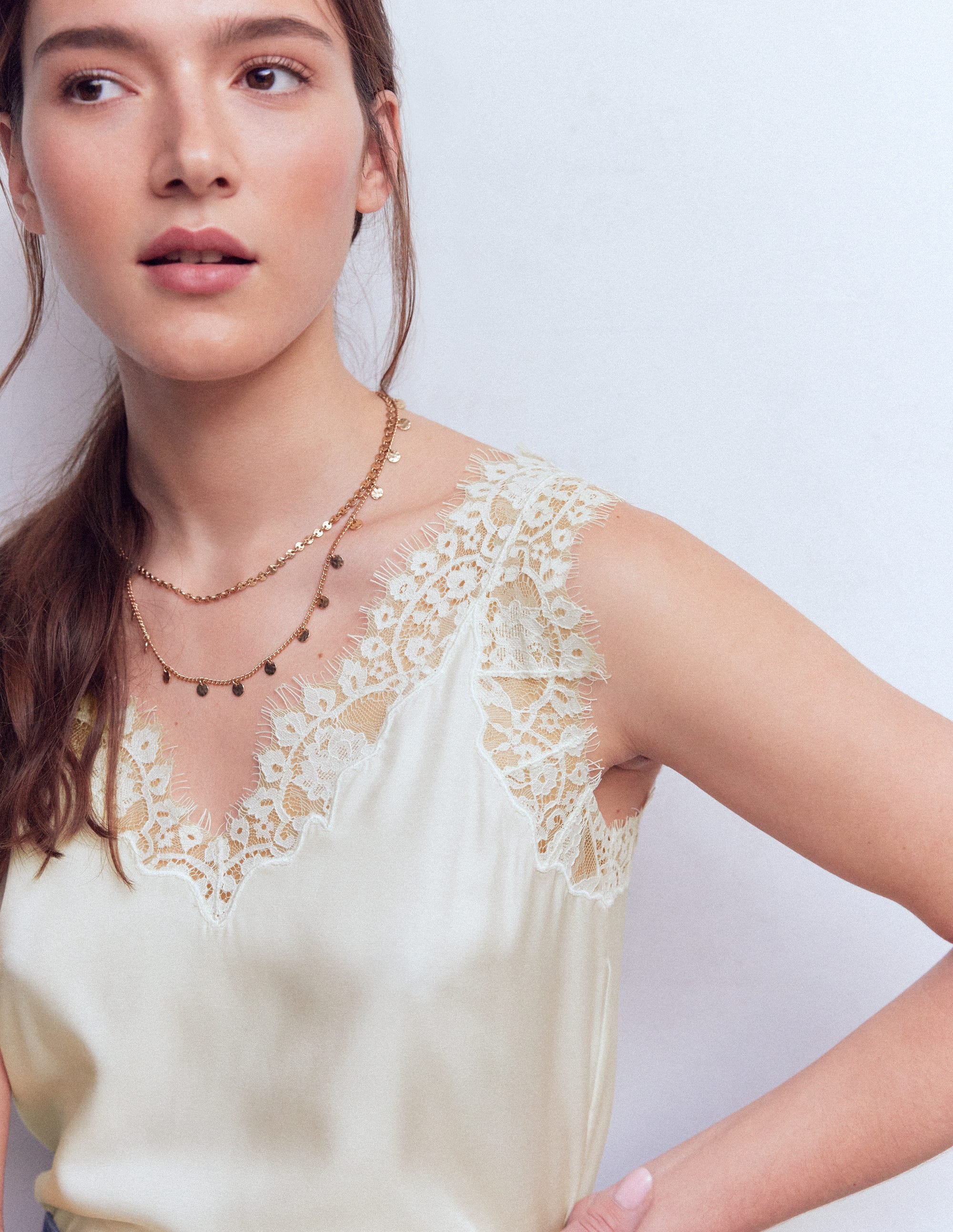 Ara Silk Blend Lace Cami-Ivory | Boden USA