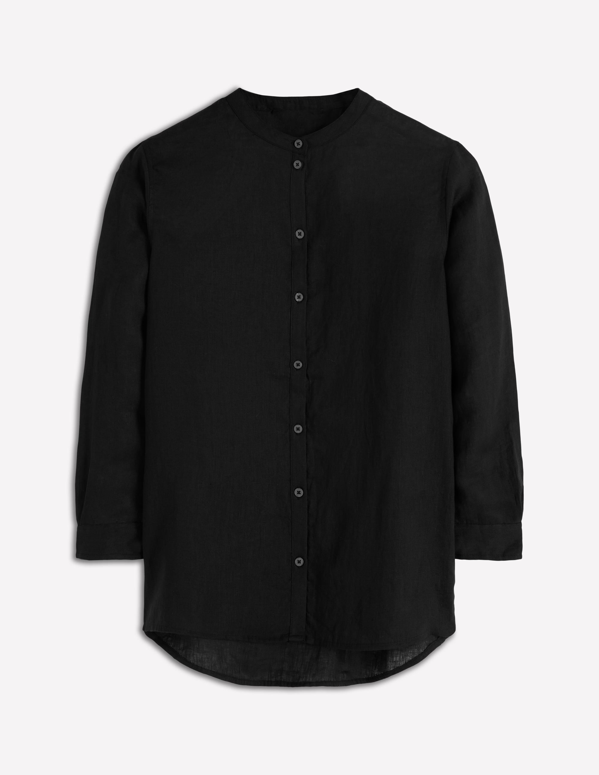 Longline Linen Shirt-Black - Image 6