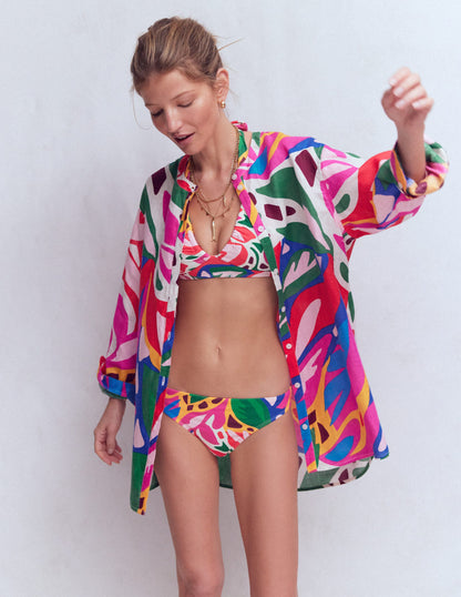 Longline Linen Shirt-Multi, Leafy Cascade-4