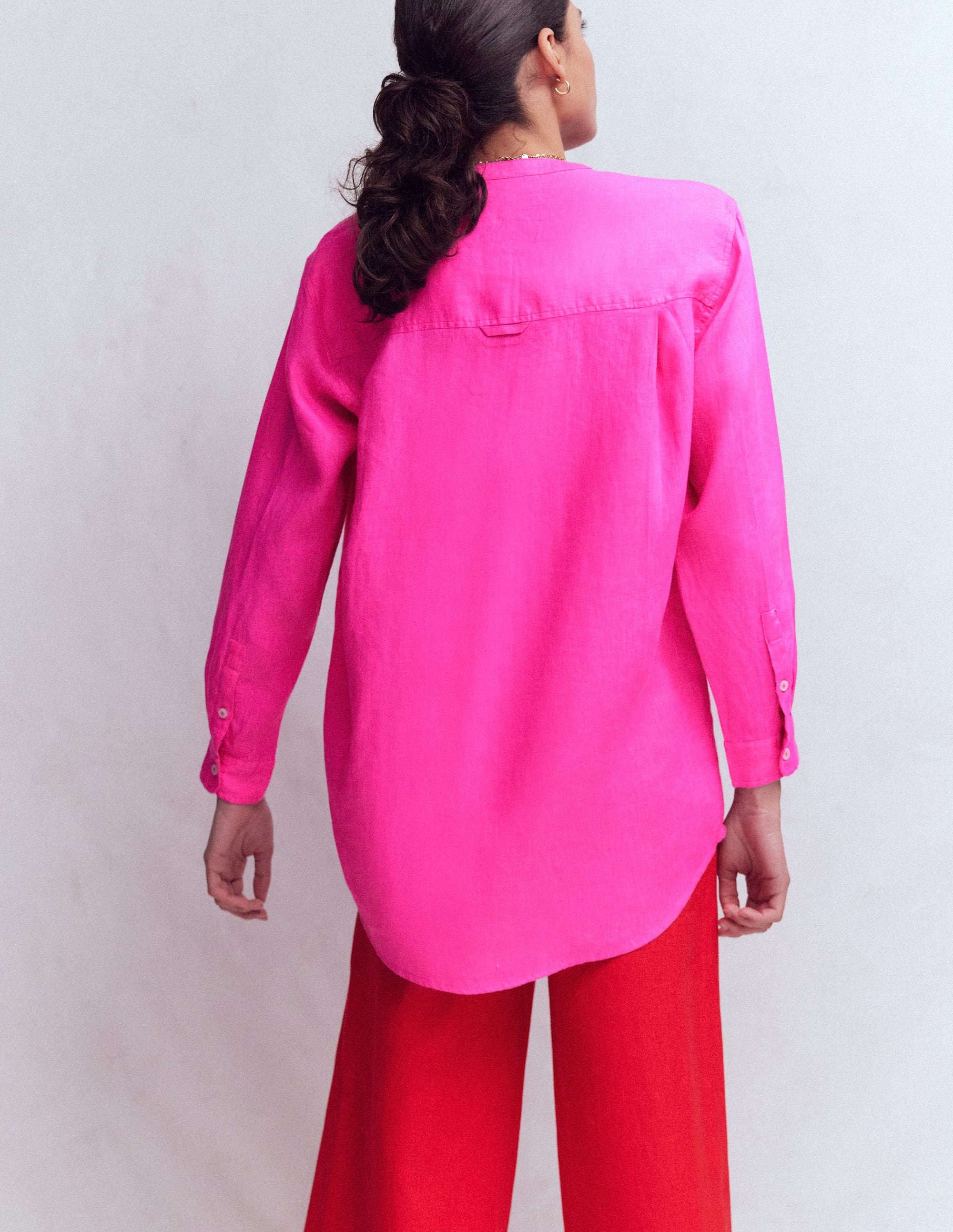 salsation★ Long shirt★ピンク★サイズL Longline Linen Shirt-Pop Pansy | Boden USA
