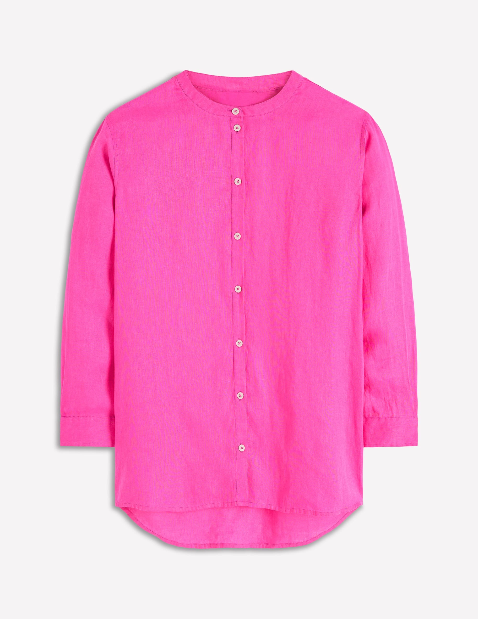 Longline Linen Shirt - Pop Pansy | Boden USA