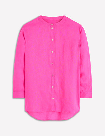 Longline Linen Shirt-Pop Pansy-6