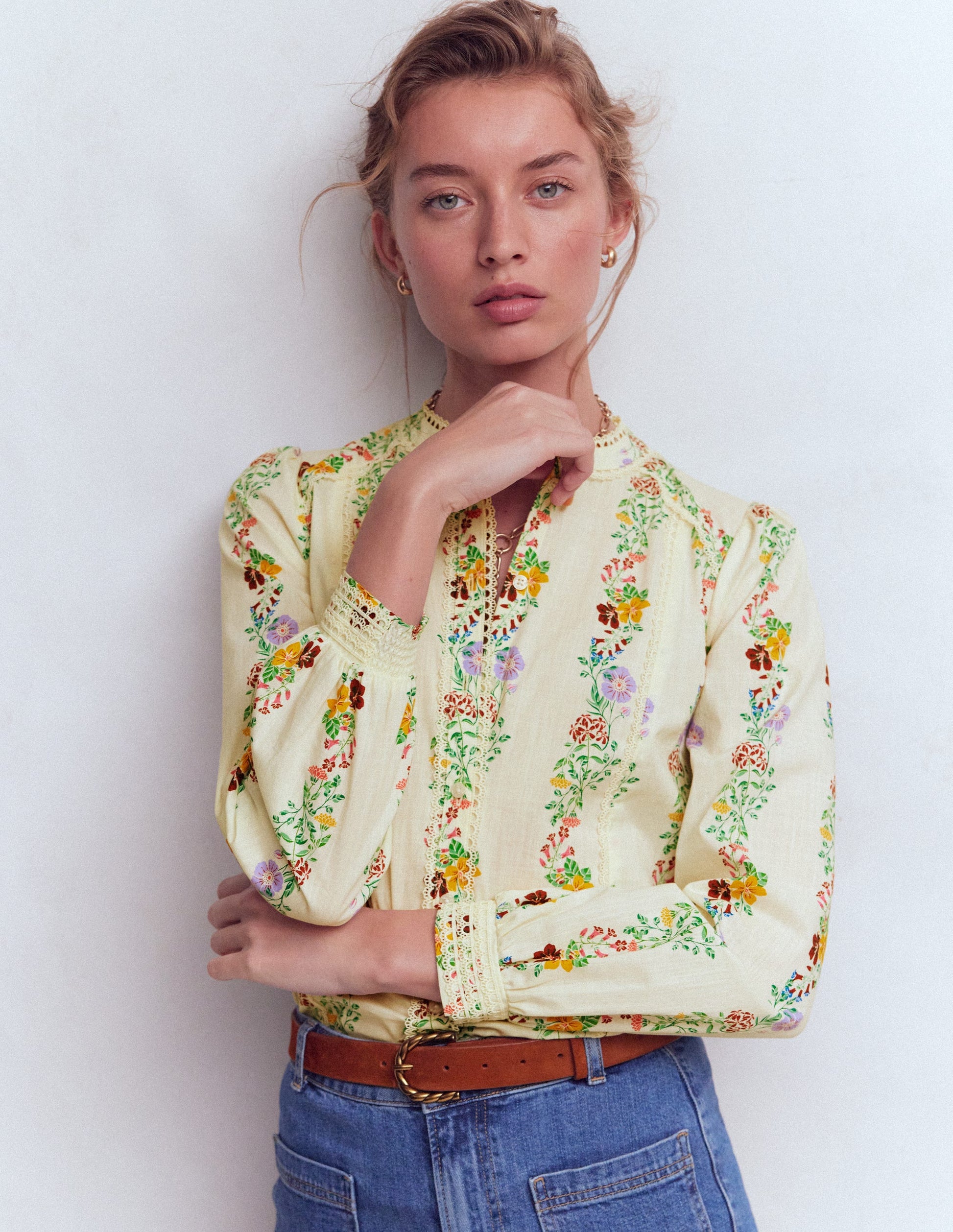 Rhea Trim  Insert Cotton Top-Multi, Blossom Trail-1