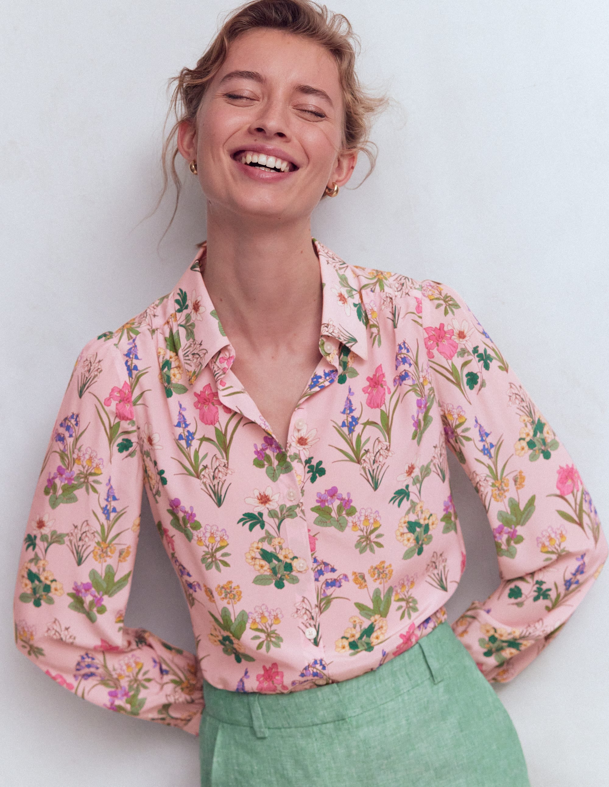 Sara Silk Shirt-French Pink, Delicate Blossom - Image 4