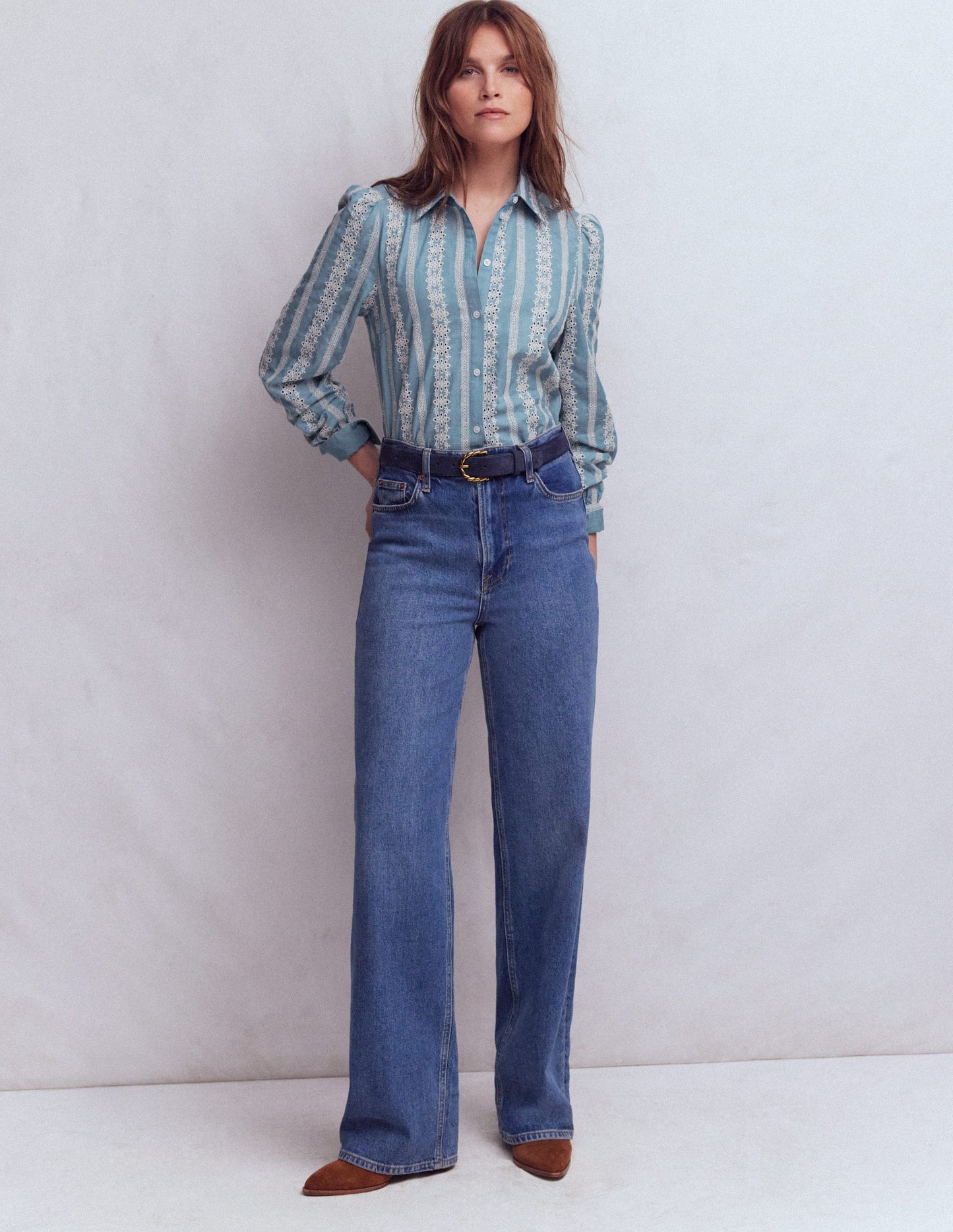 Cara Denim Shirt-Broderie