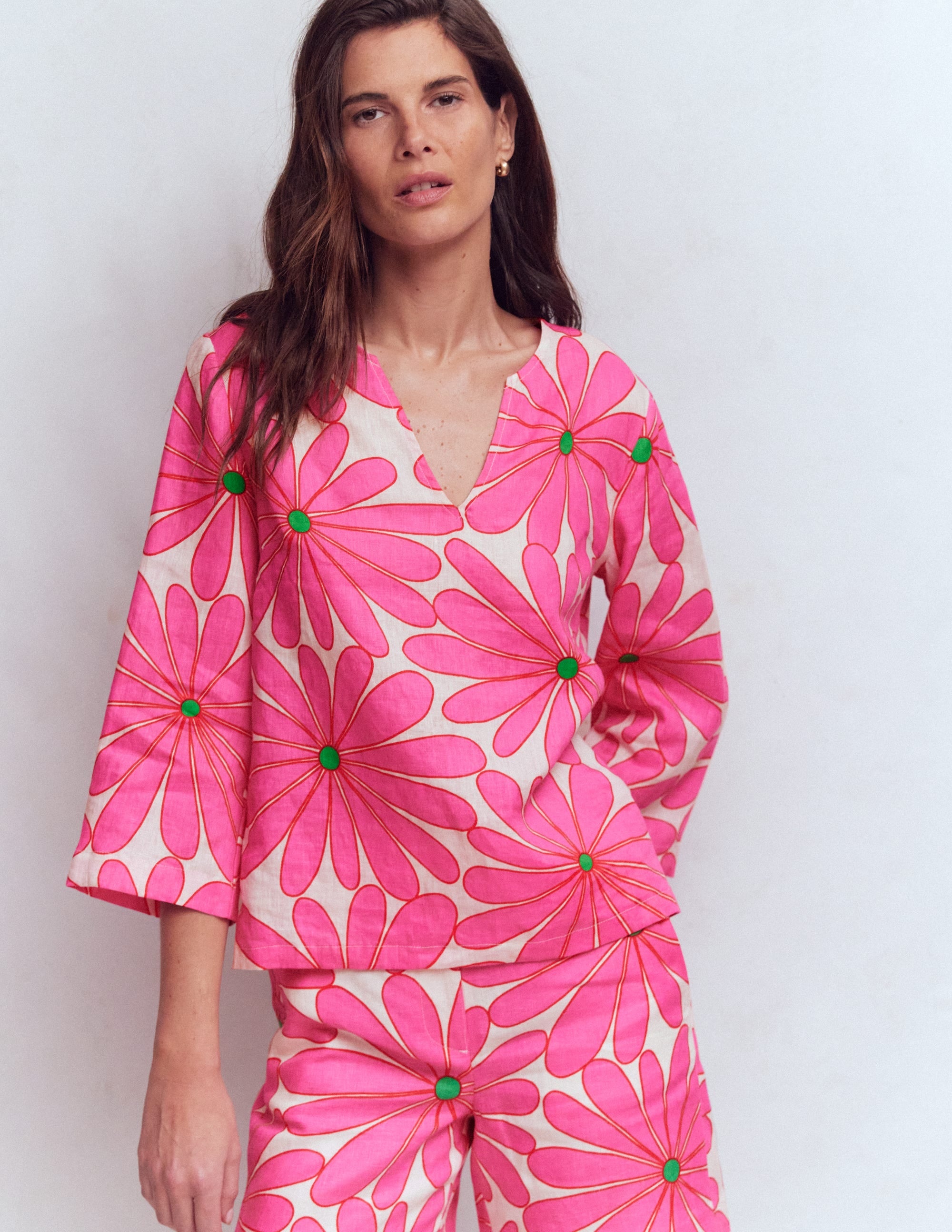 Cleo Linen Top-Pink, Daisy Blossom - Image 4