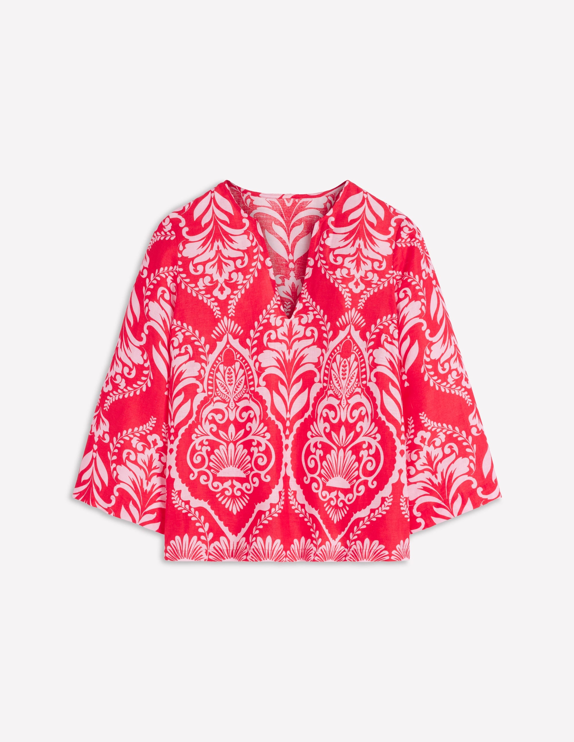 Cleo Linen Top-Red, Ornamental Garden Mono - Image 6