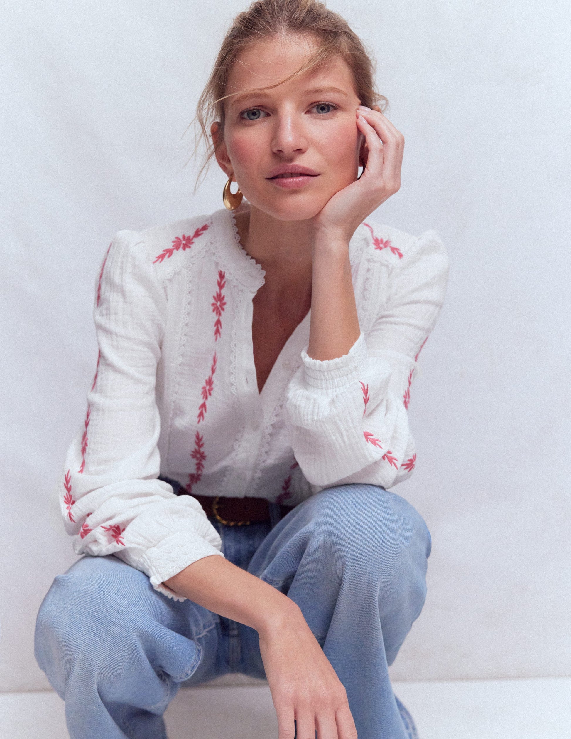 Rhea Trim Doublecloth Top-White Cherry Blush Floral-1