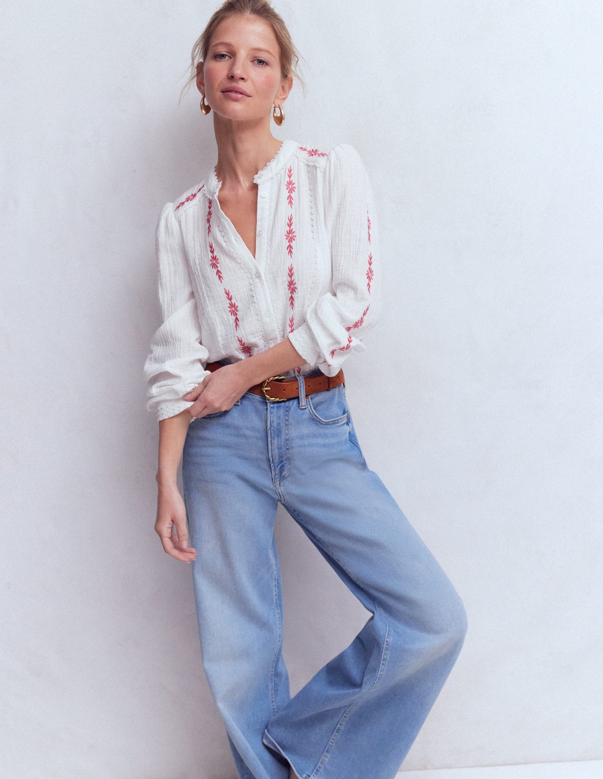 Rhea Trim Doublecloth Top-White Cherry Blush Floral-4