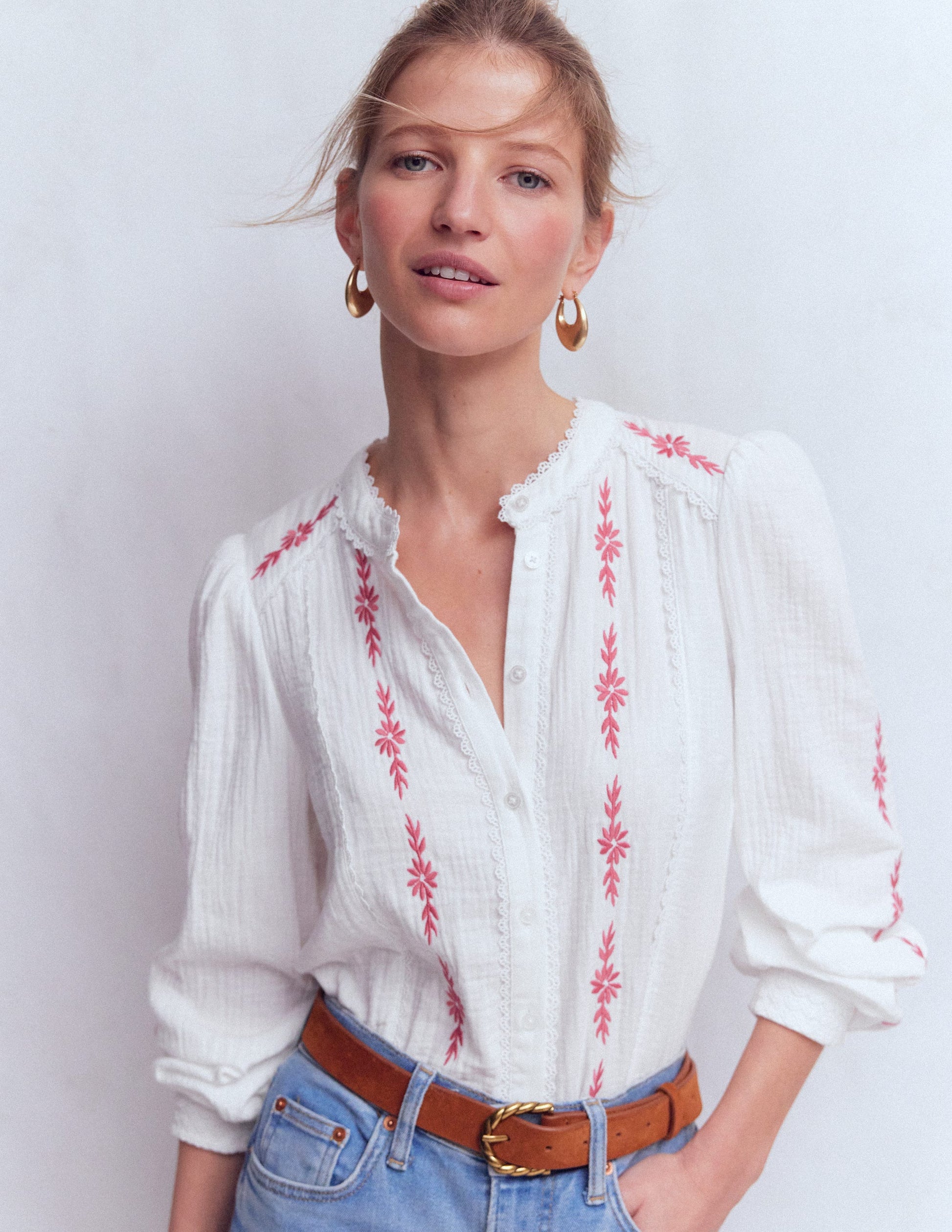 Rhea Trim Doublecloth Top-White Cherry Blush Floral-5