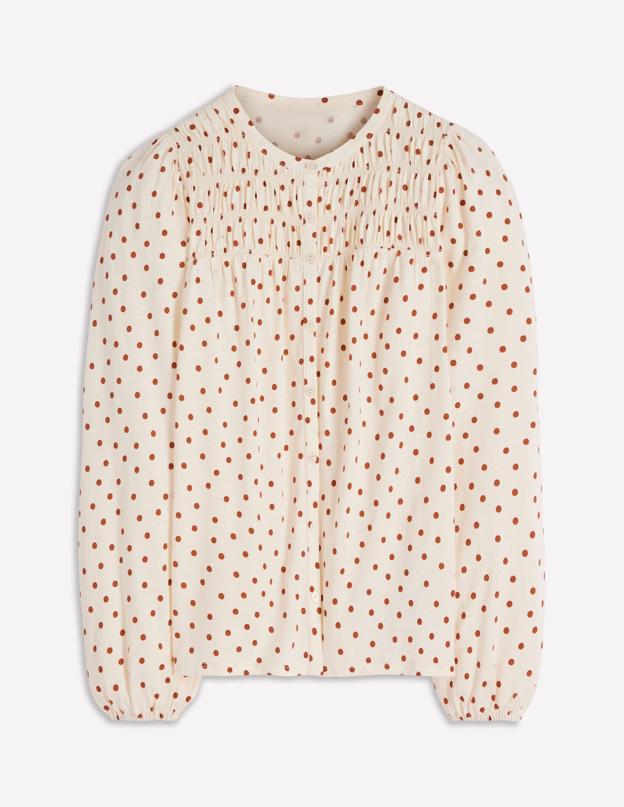 Mya Smocked Jersey Shirt-Ginger, Painted Spot | Boden USA