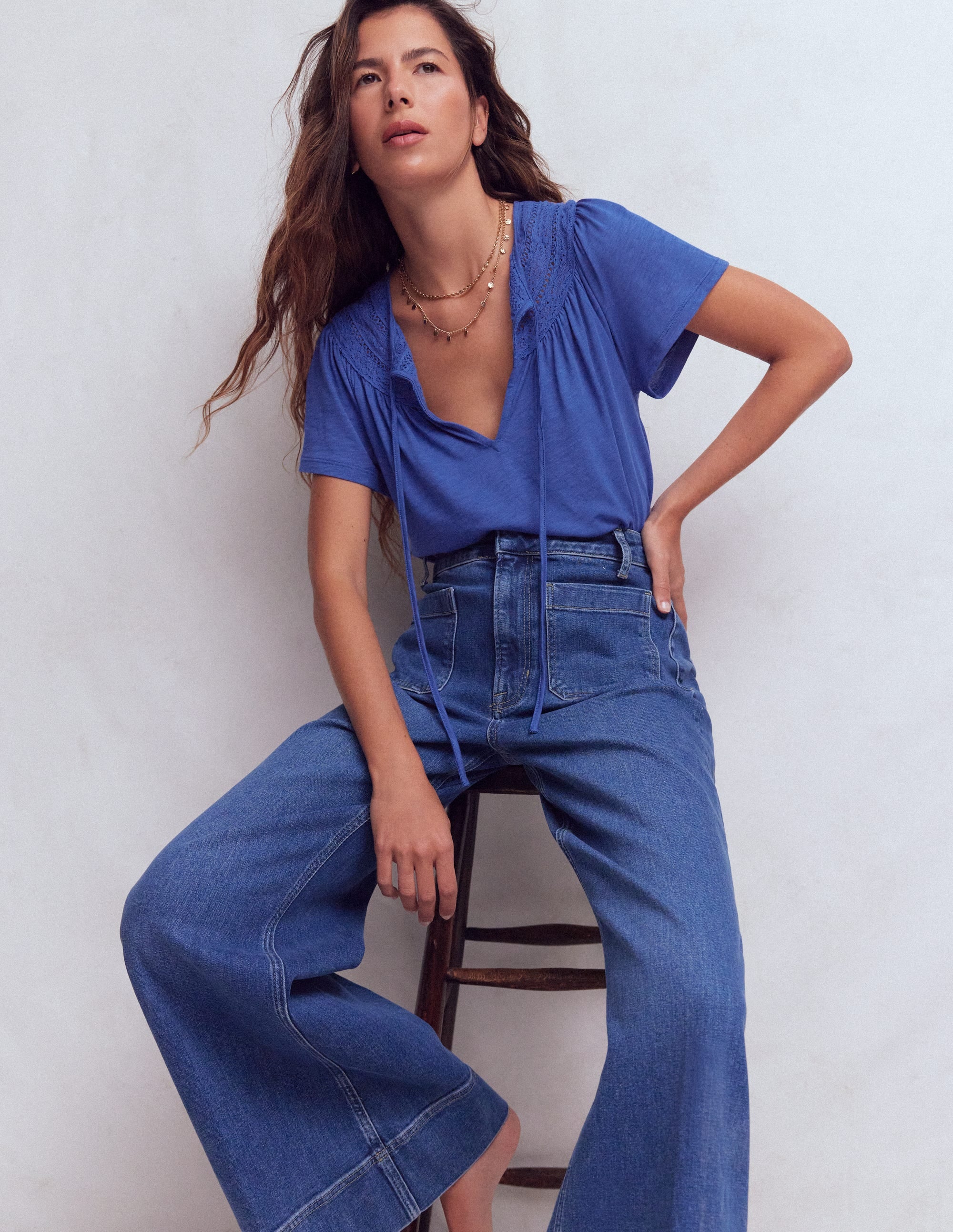 Edi Trim Detail T-shirt-Beaucoup Blue - Image 1