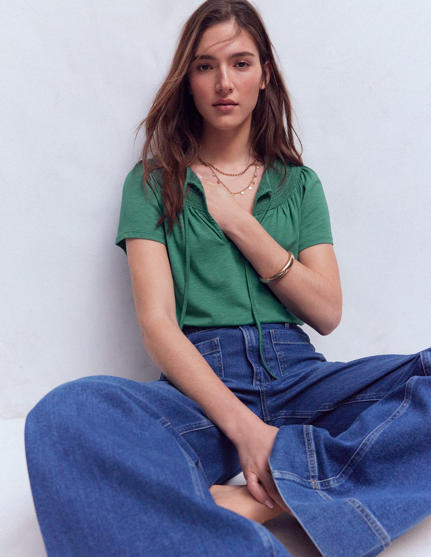 Edi Trim Detail T-shirt-Deep Sea