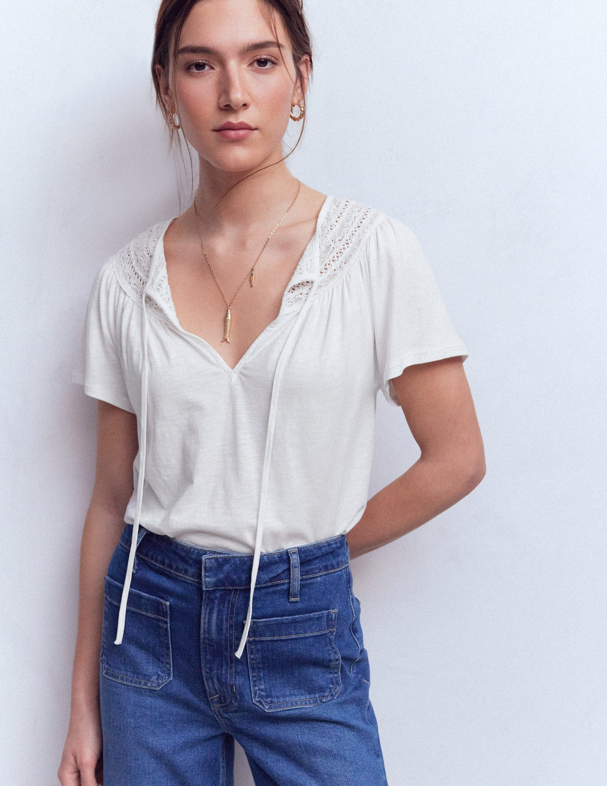 Edi Trim Detail T - shirt - White | Boden USA