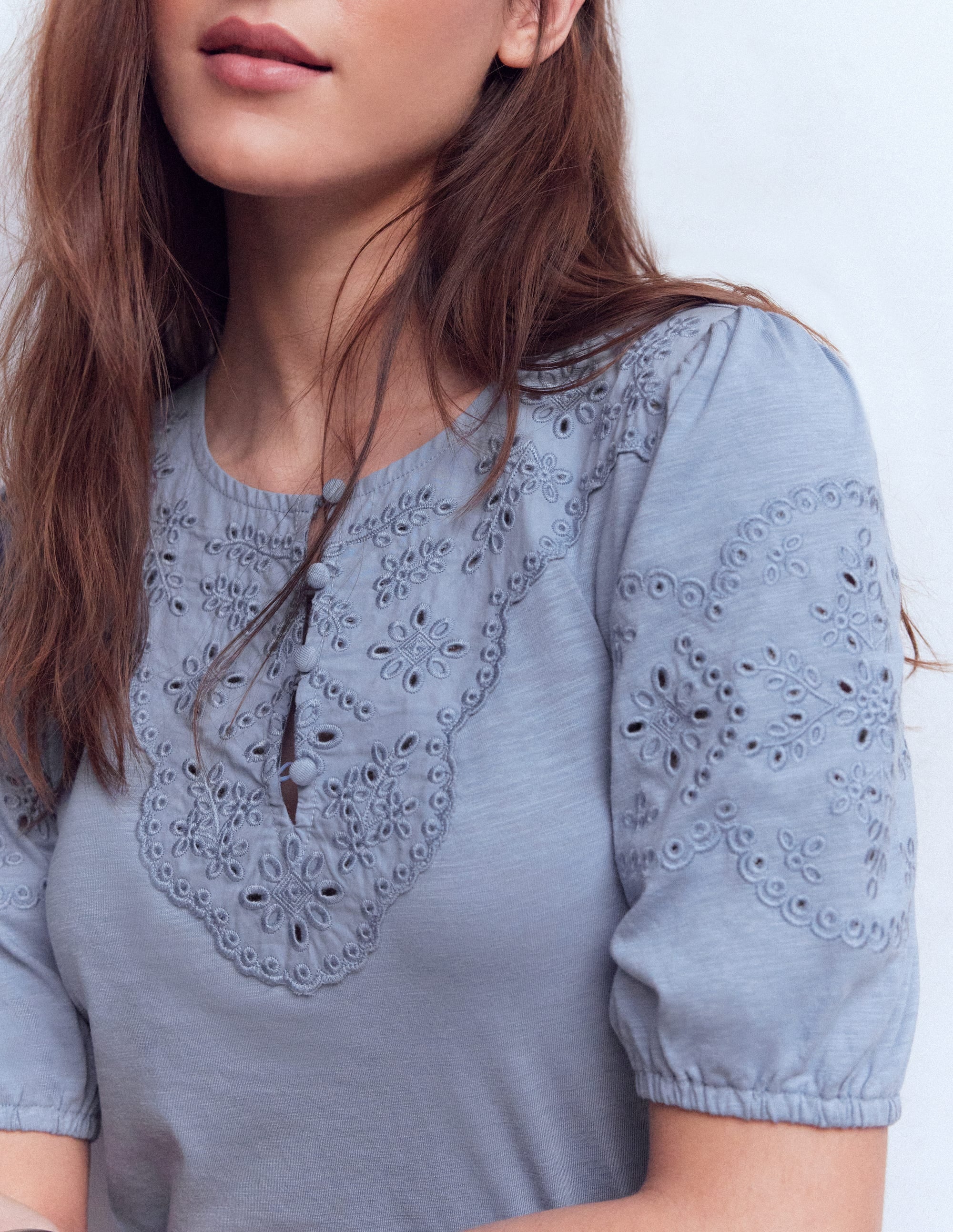 Ada Broderie Mix Top-French Blue - Image 2