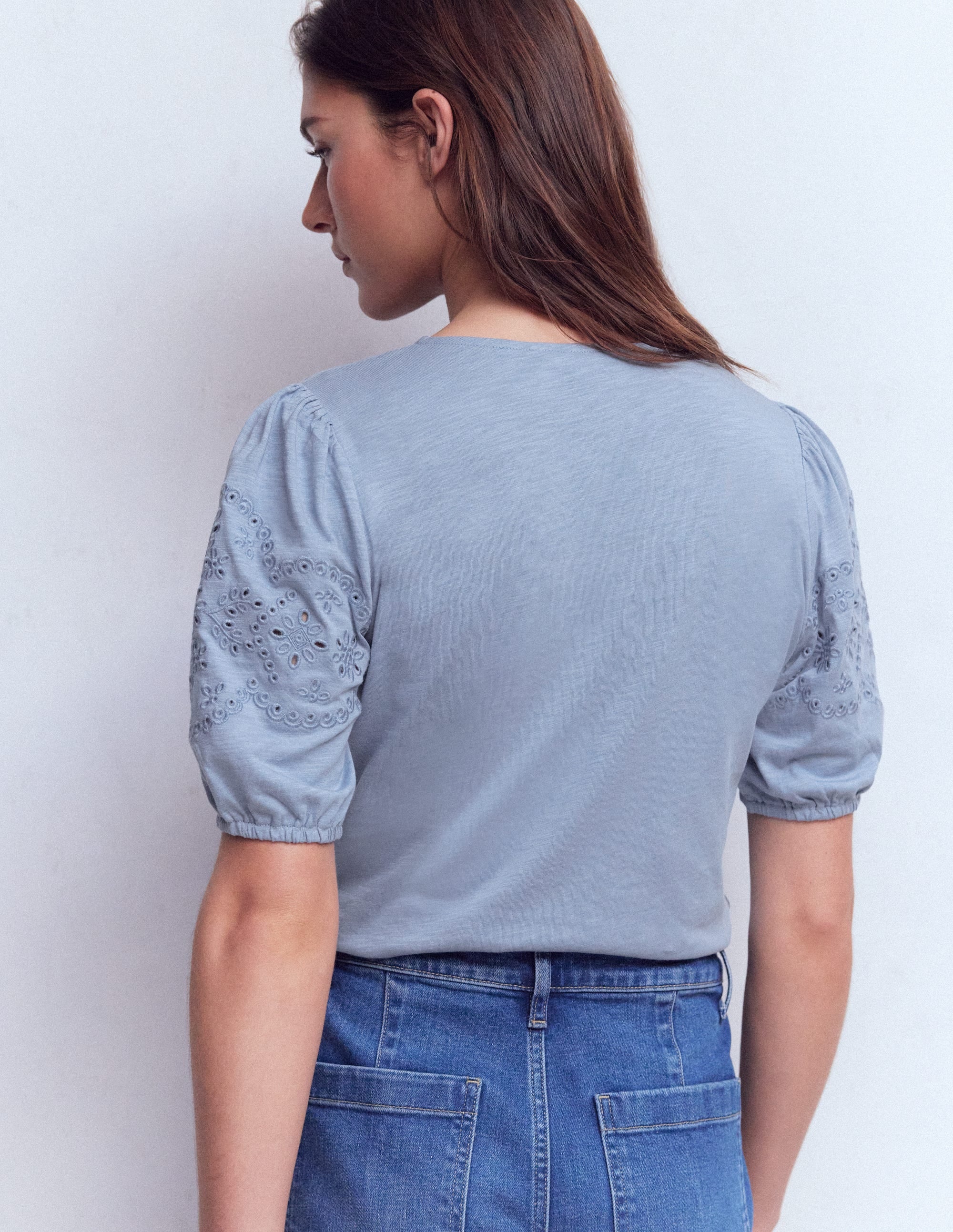 Ada Broderie Mix Top-French Blue | Boden USA