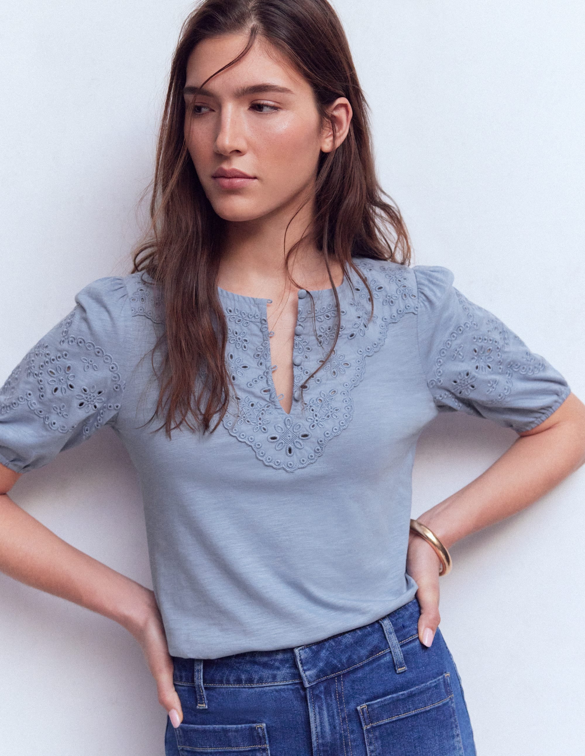 Ada Broderie Mix Top-French Blue - Image 4
